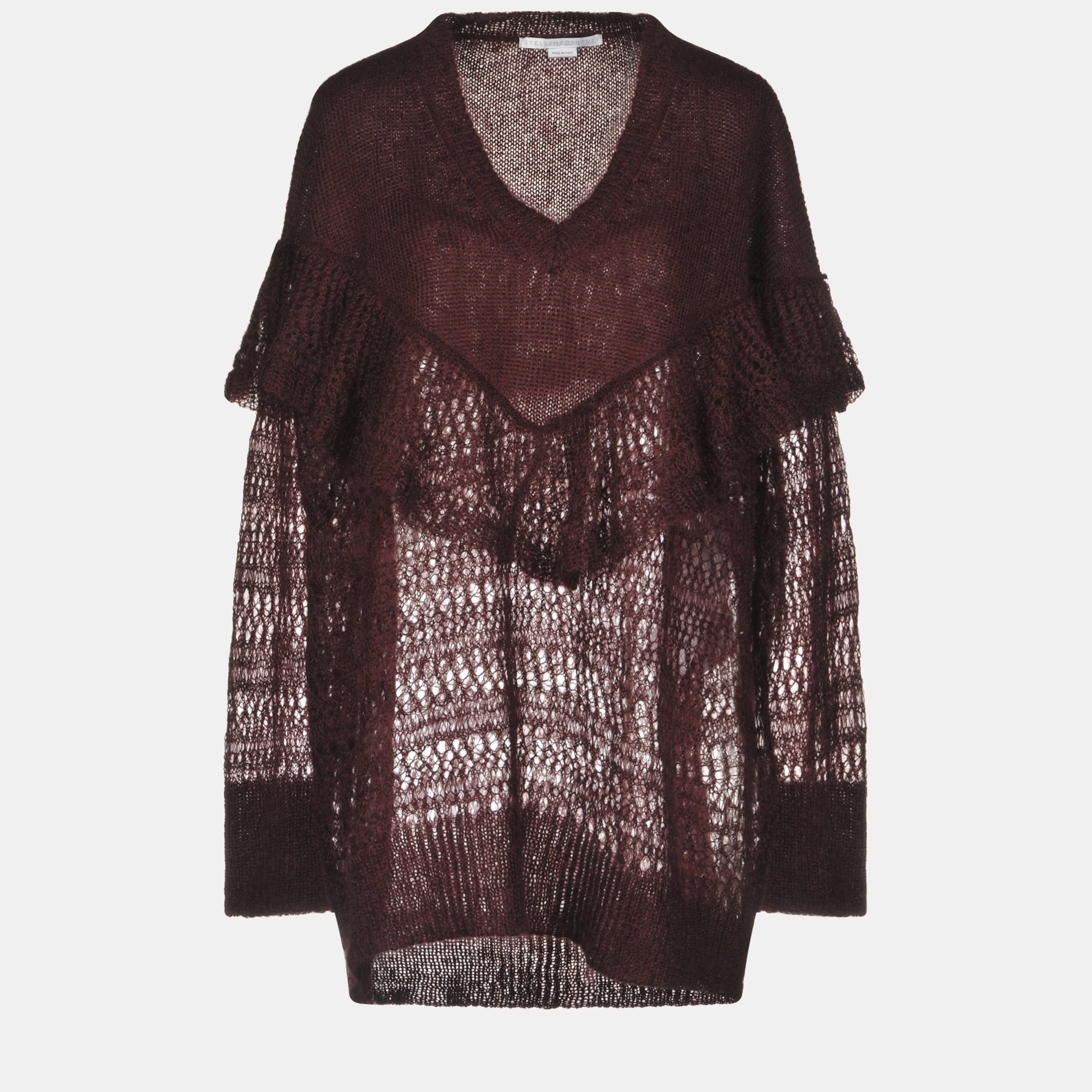 Pre-owned Stella Mccartney Brown Mohair Wool Ruffled Sweater S (it 38)