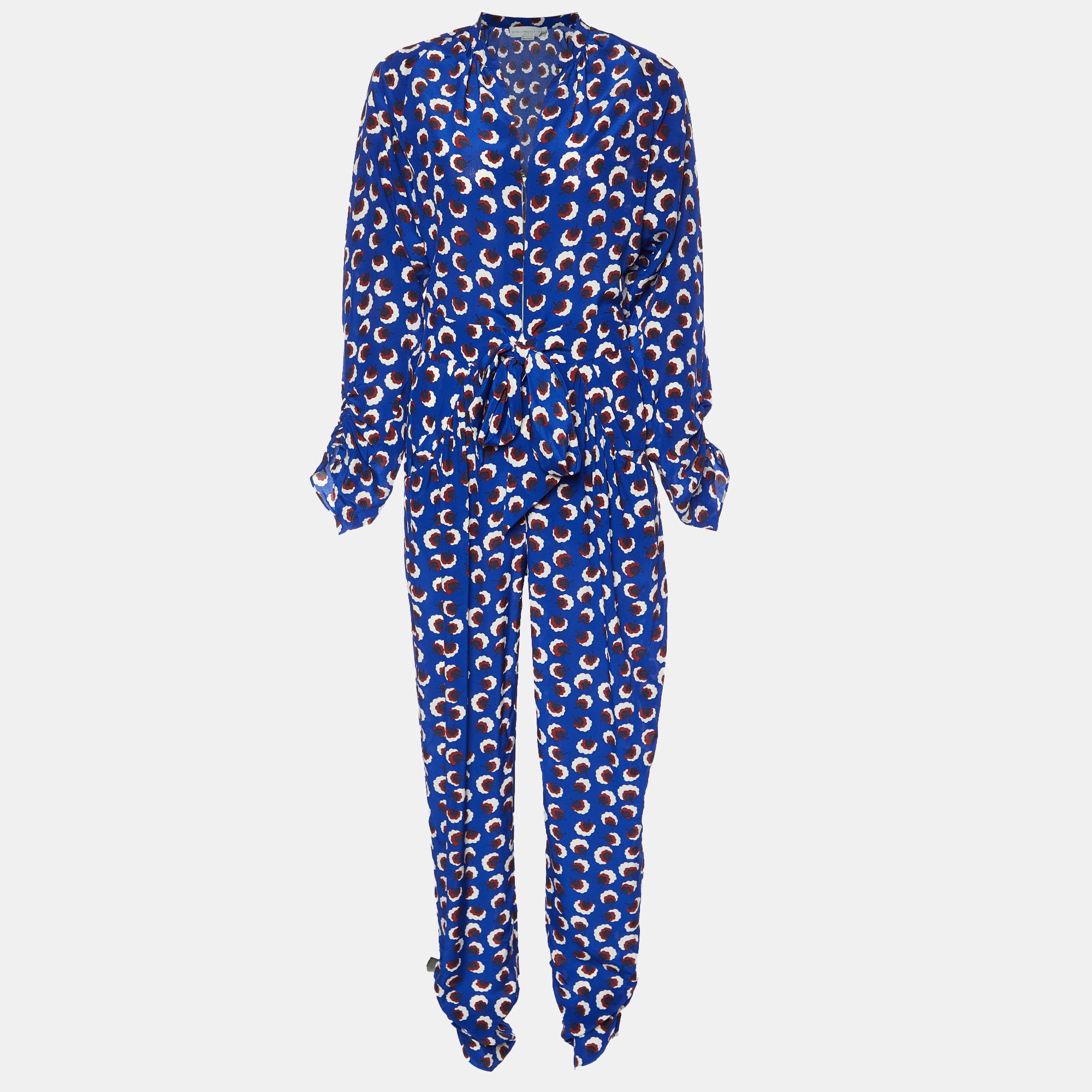

Stella McCartney Blue Floral Print Silk Long Sleeve Jumpsuit S