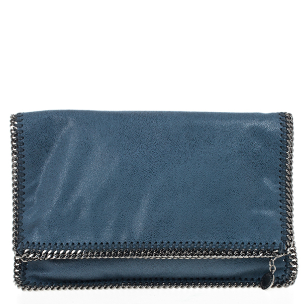 مملوكة مسبقًا Stella McCartney Blue Falabella Shaggy Deer Foldover Clutch