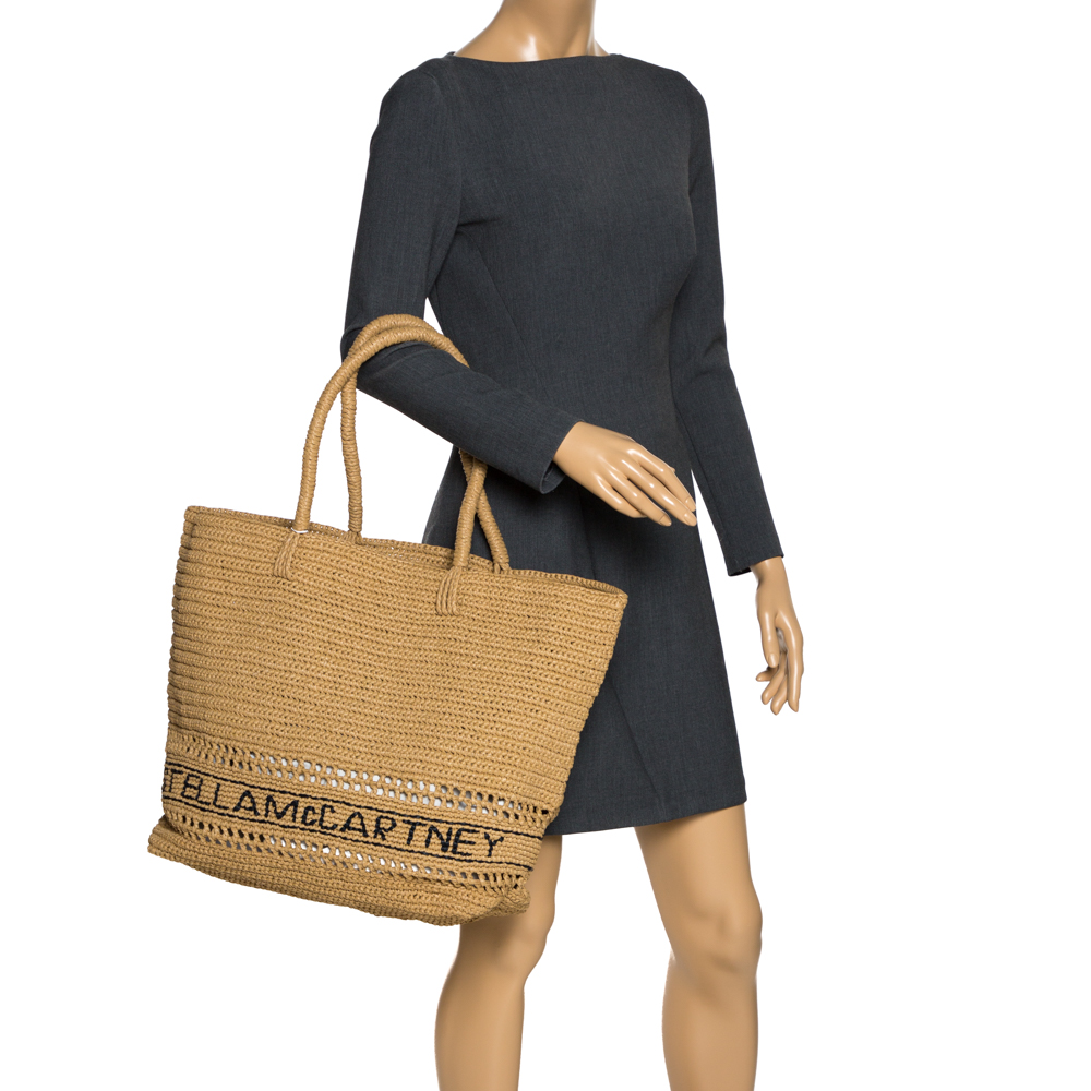 

Stella McCartney Beige Raffia Logo Tote