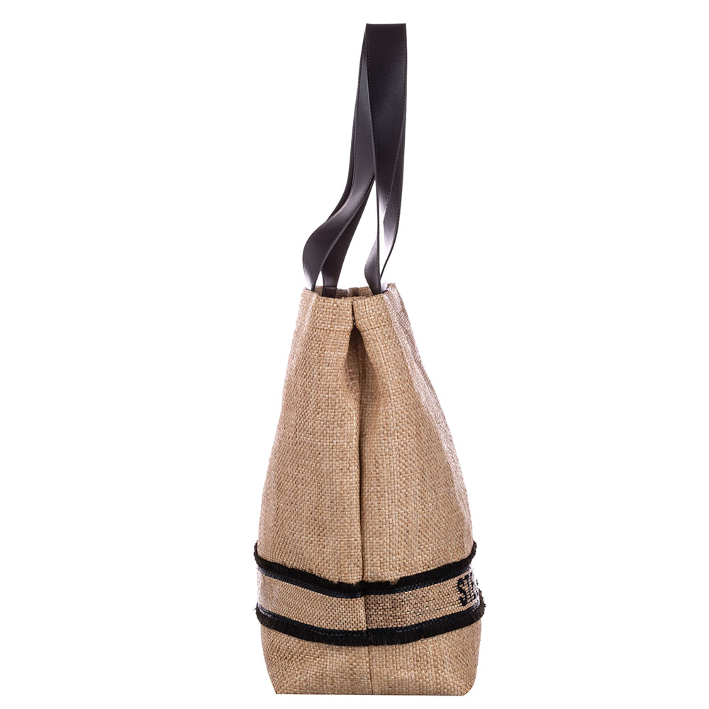 

Stella McCartney Beige/Brown Raffia Logo Tote Bag