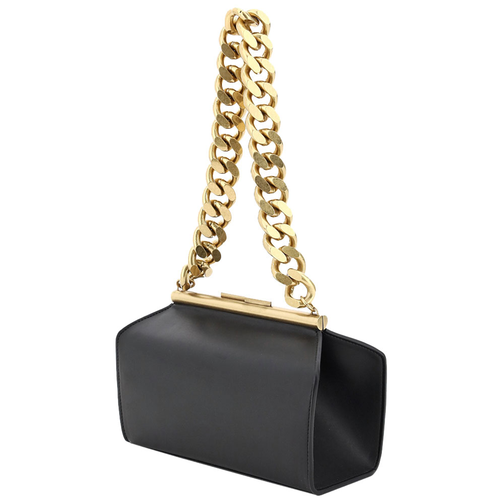 

Stella McCartney Black Leather Structured Macro Chain Medium Bag