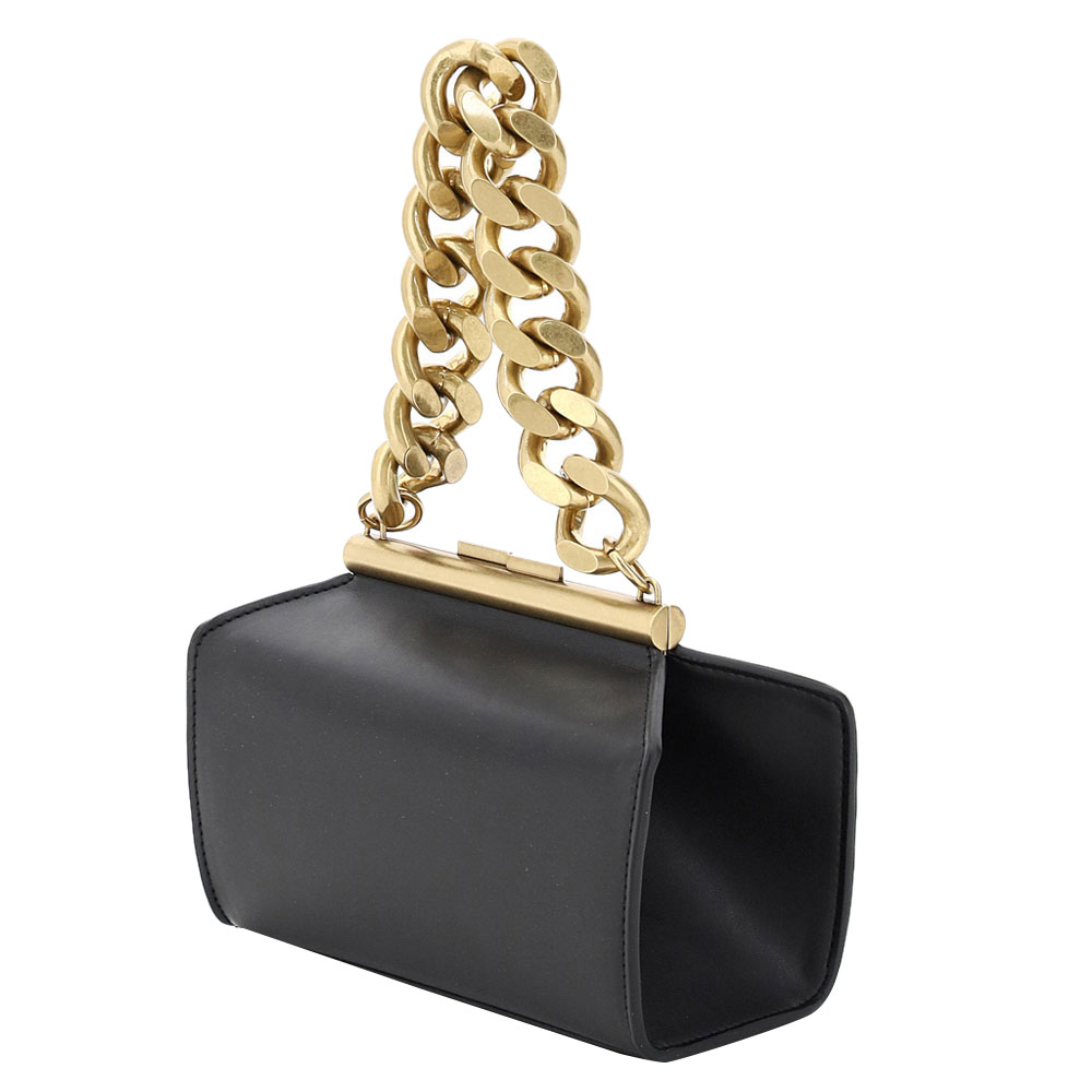 

Stella McCartney Black Leather Structured Macro Chain Small Bag