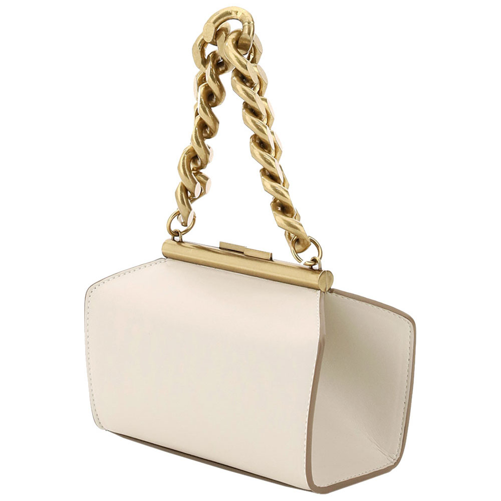 

Stella McCartney Cream Leather Structured Macro Chain Small Bag