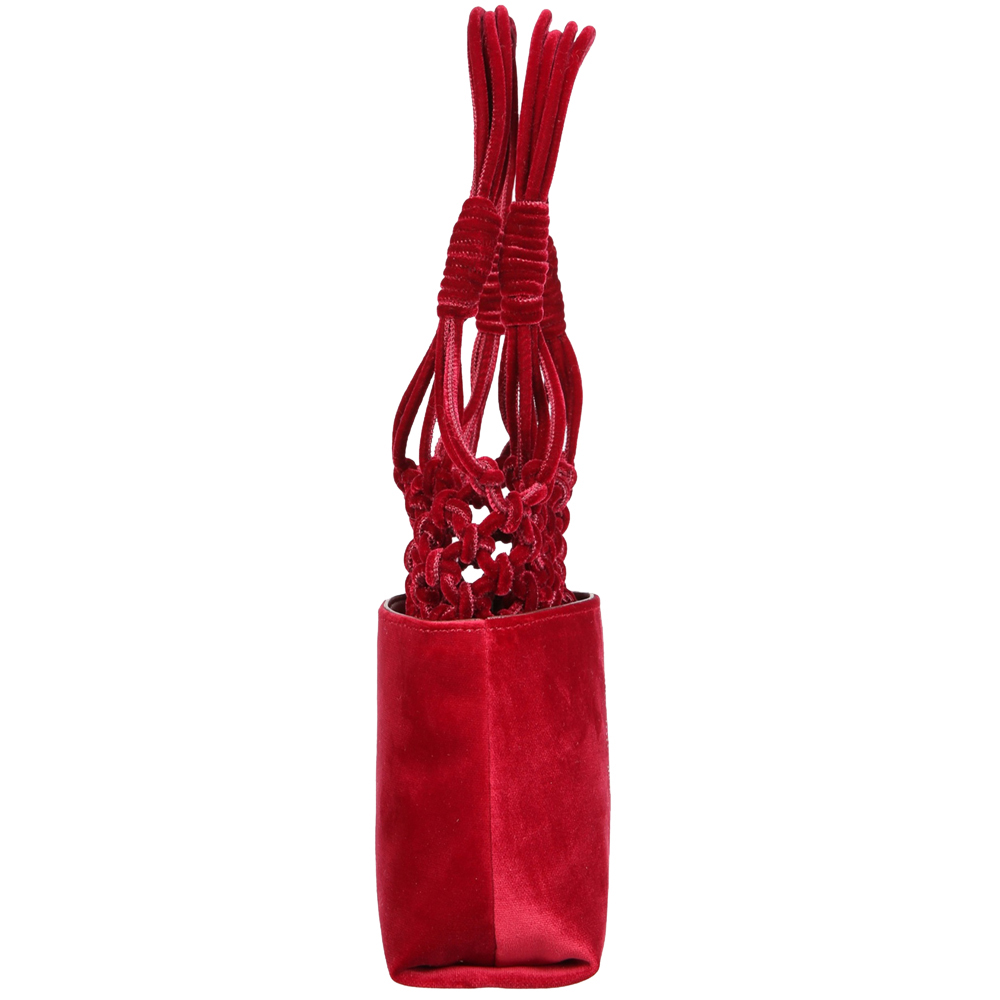 

Stella McCartney Red Velvet Logo-embellished Knotted Bag