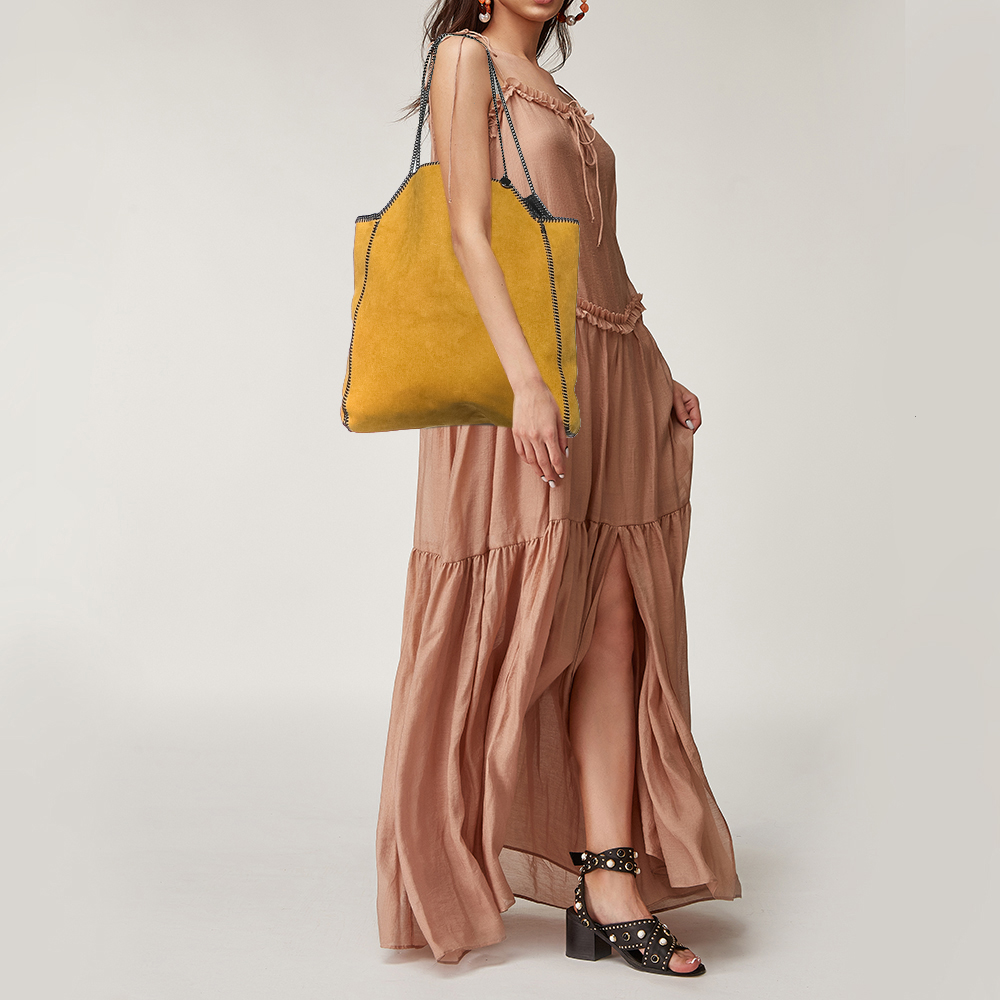 

Stella McCartney Mustard/Black Faux Suede and Faux Leather Falabella Reversible Tote, Yellow