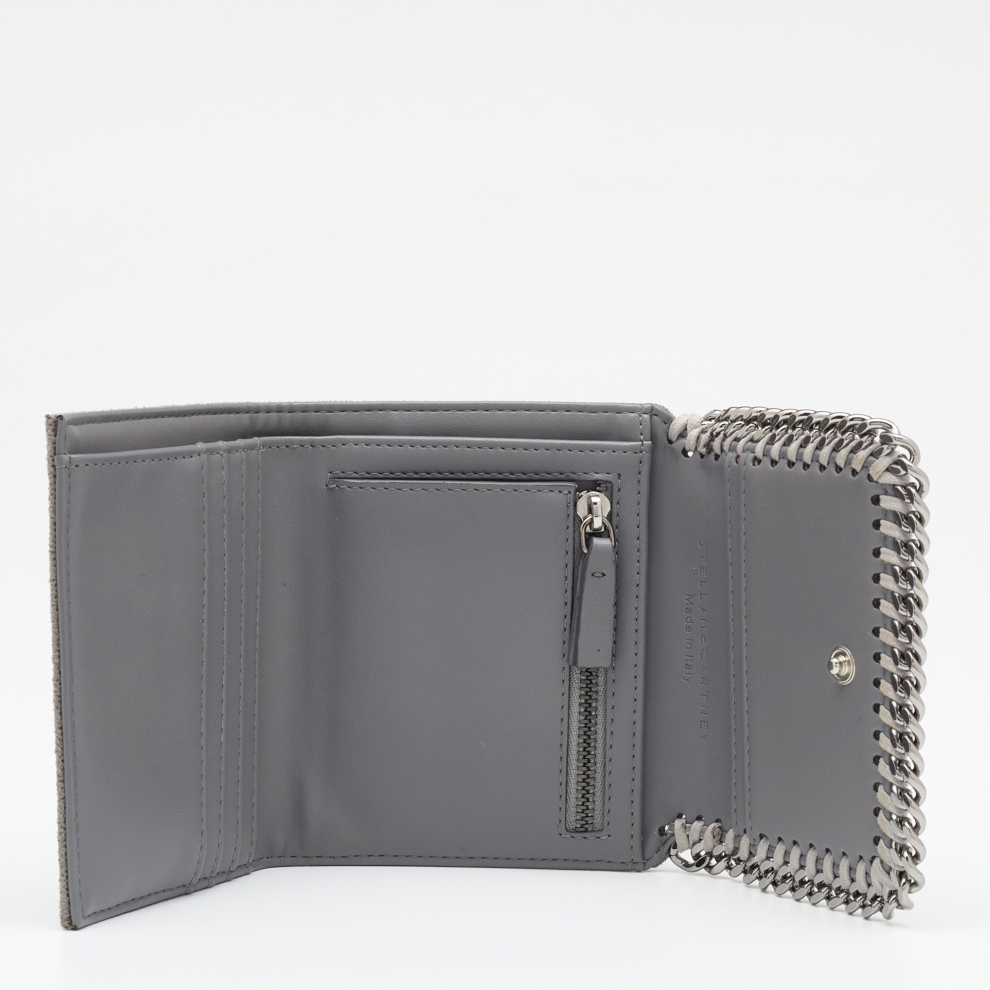 

Stella McCartney Grey Faux Leather Falabella Small Flap Wallet