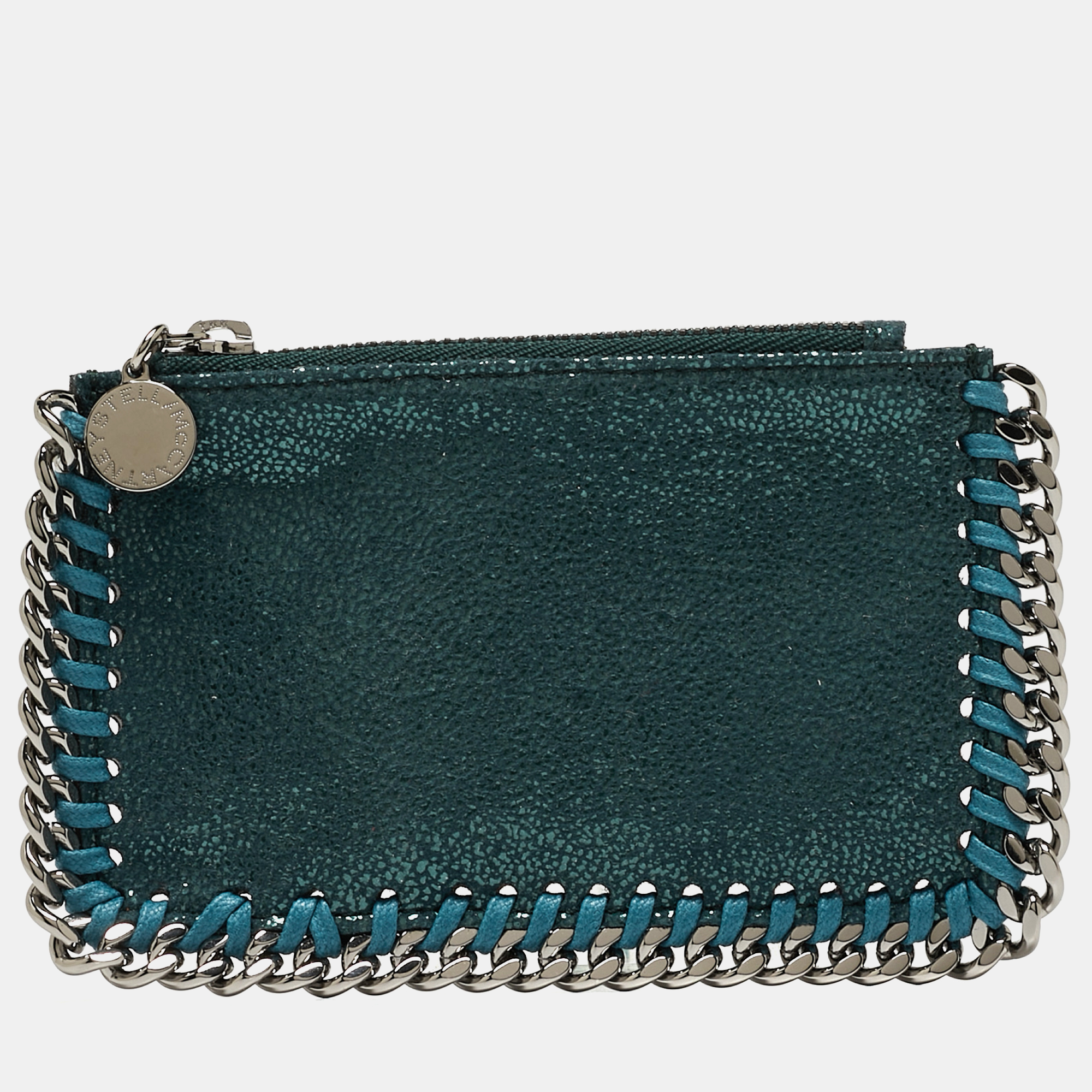 Pre-owned Stella Mccartney Green Faux Falabella Zip Card Holder
