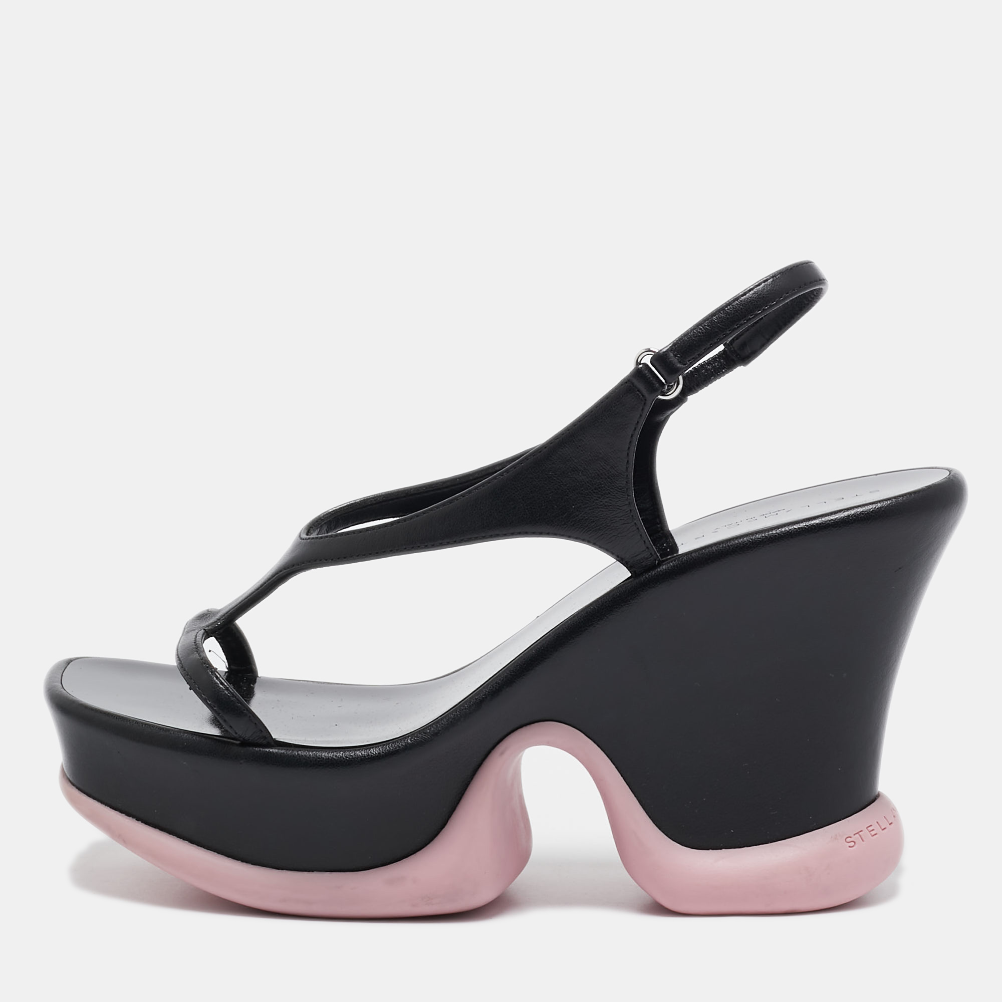 

Stella McCartney Black Faux Leather Shroom Slingback Sandals