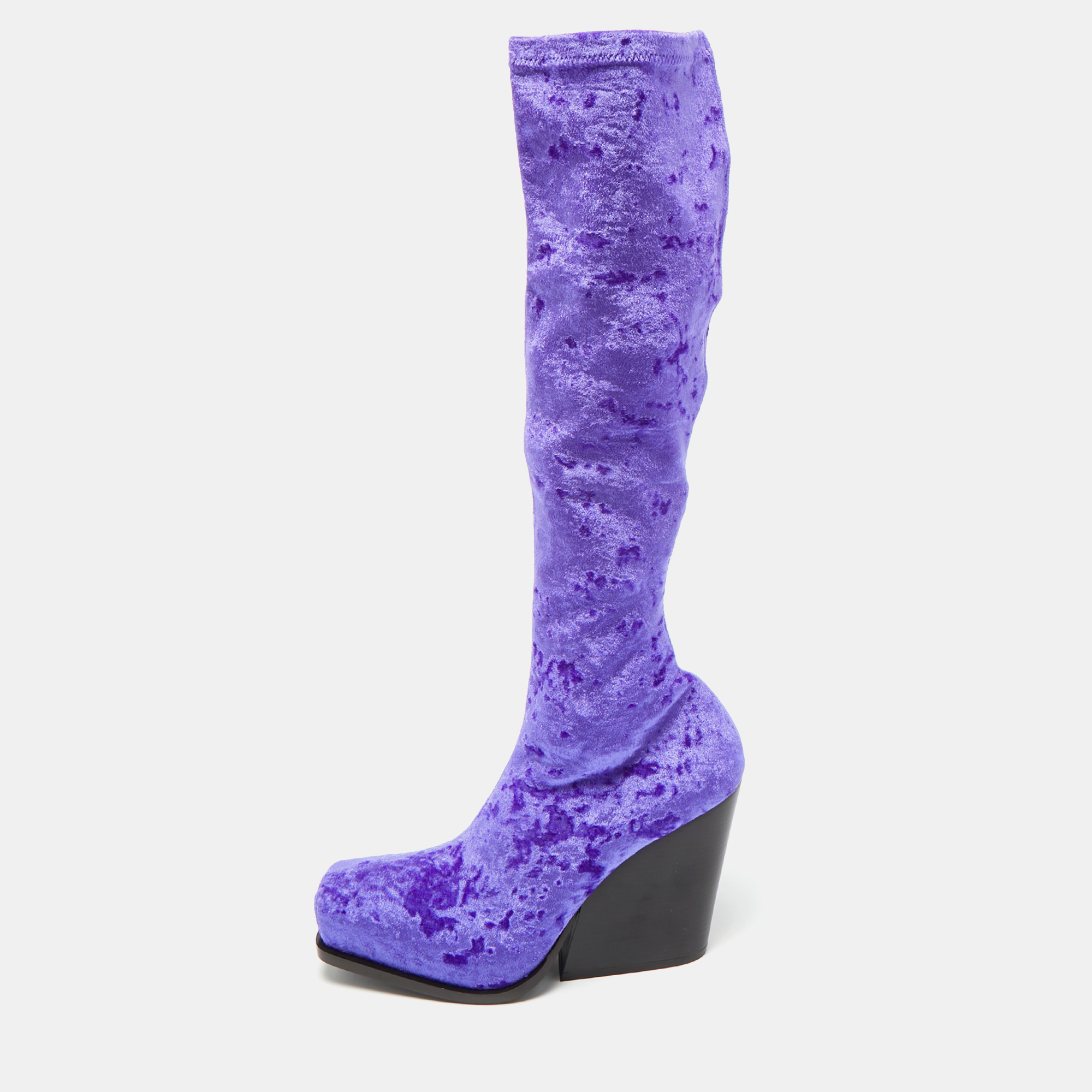 

Stella McCartney Purple Velvet Velour Knee Length Boots Size