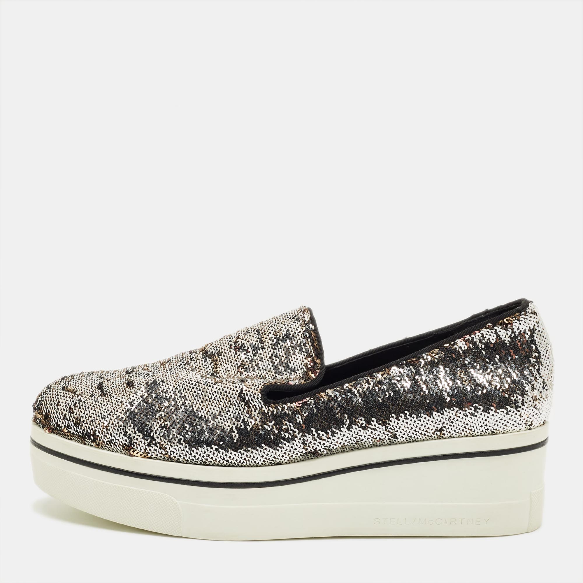 

Stella McCartney Gold/Silver Sequin Binx Sneakers Size