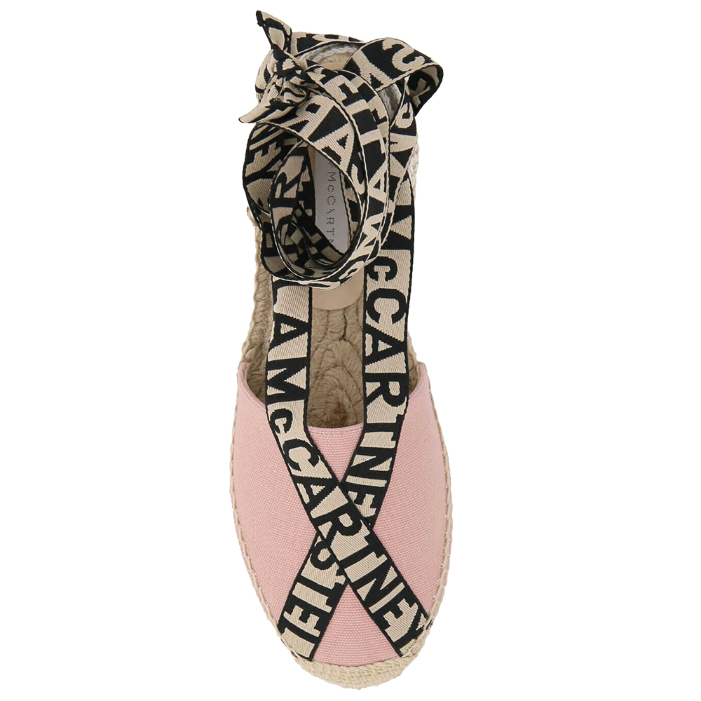 

Stella McCartney Pink Canvas Gaia Espadrilles Jacquard Logo Flats Size IT