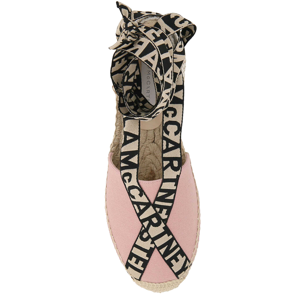 

Stella McCartney Pink Canvas Rubber Gaia Espadrilles Jacquard Logo Sandals Size IT