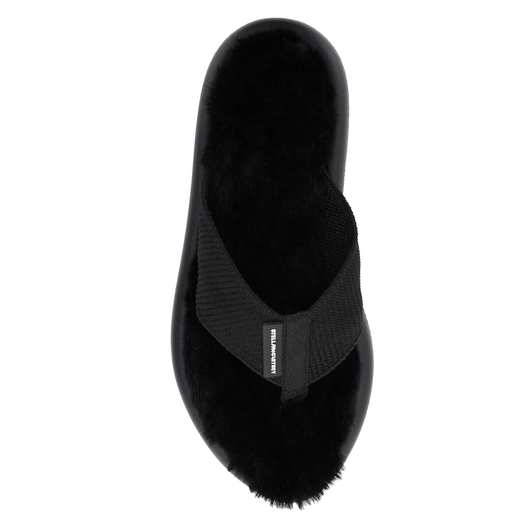 

Stella McCartney Black Air Thong Mules With Faux Fur Flats Size IT