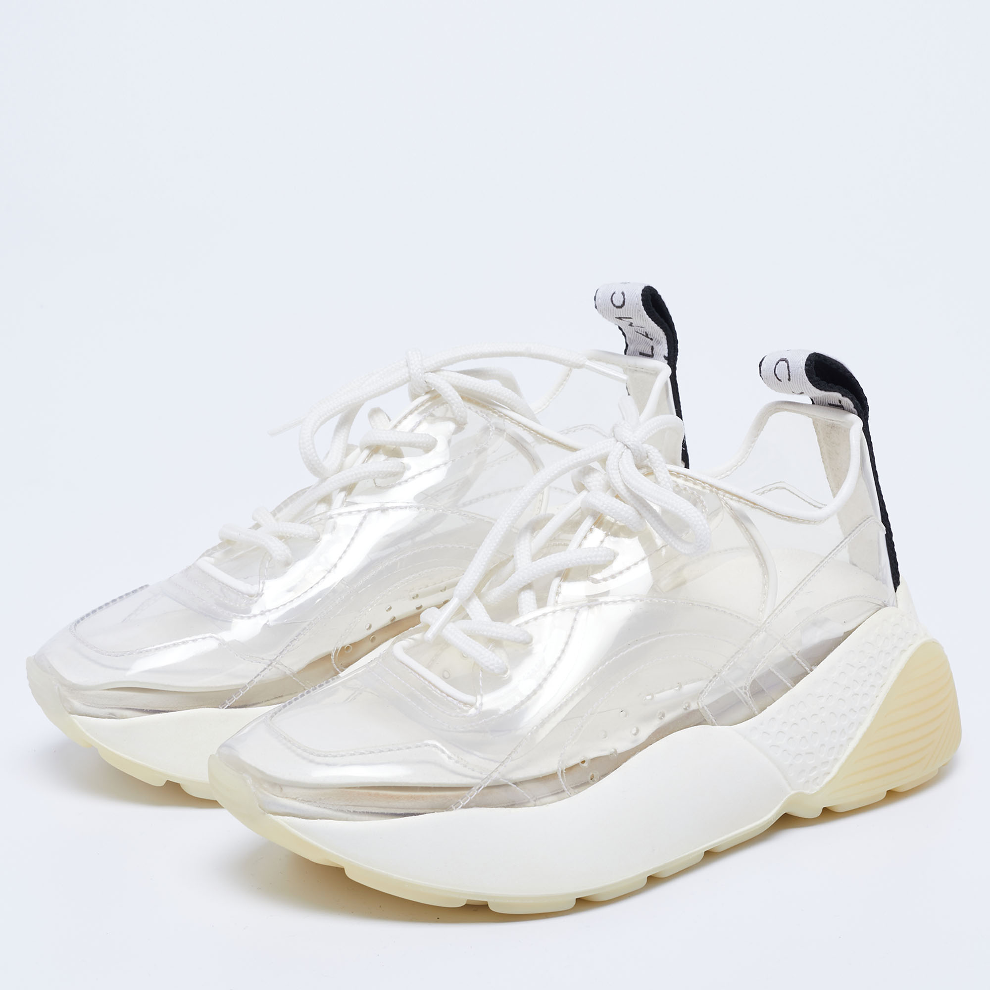 

Stella McCartney White PVC And Faux Leather Eclypse Sneakers Size