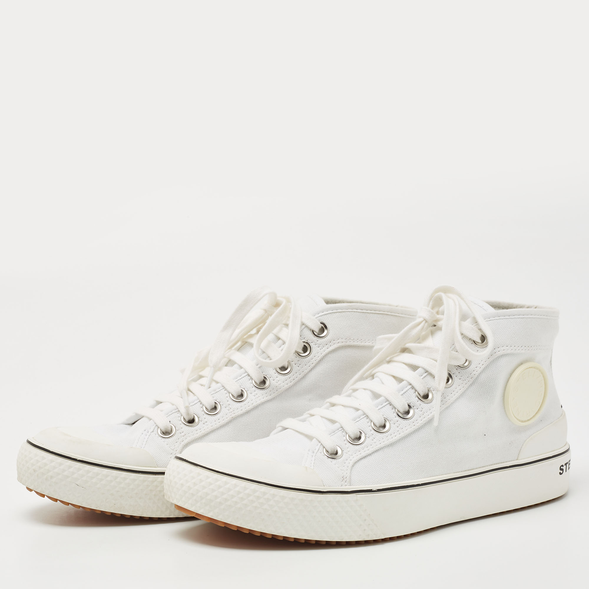 

Stella McCartney White Canvas High Top Sneakers Size