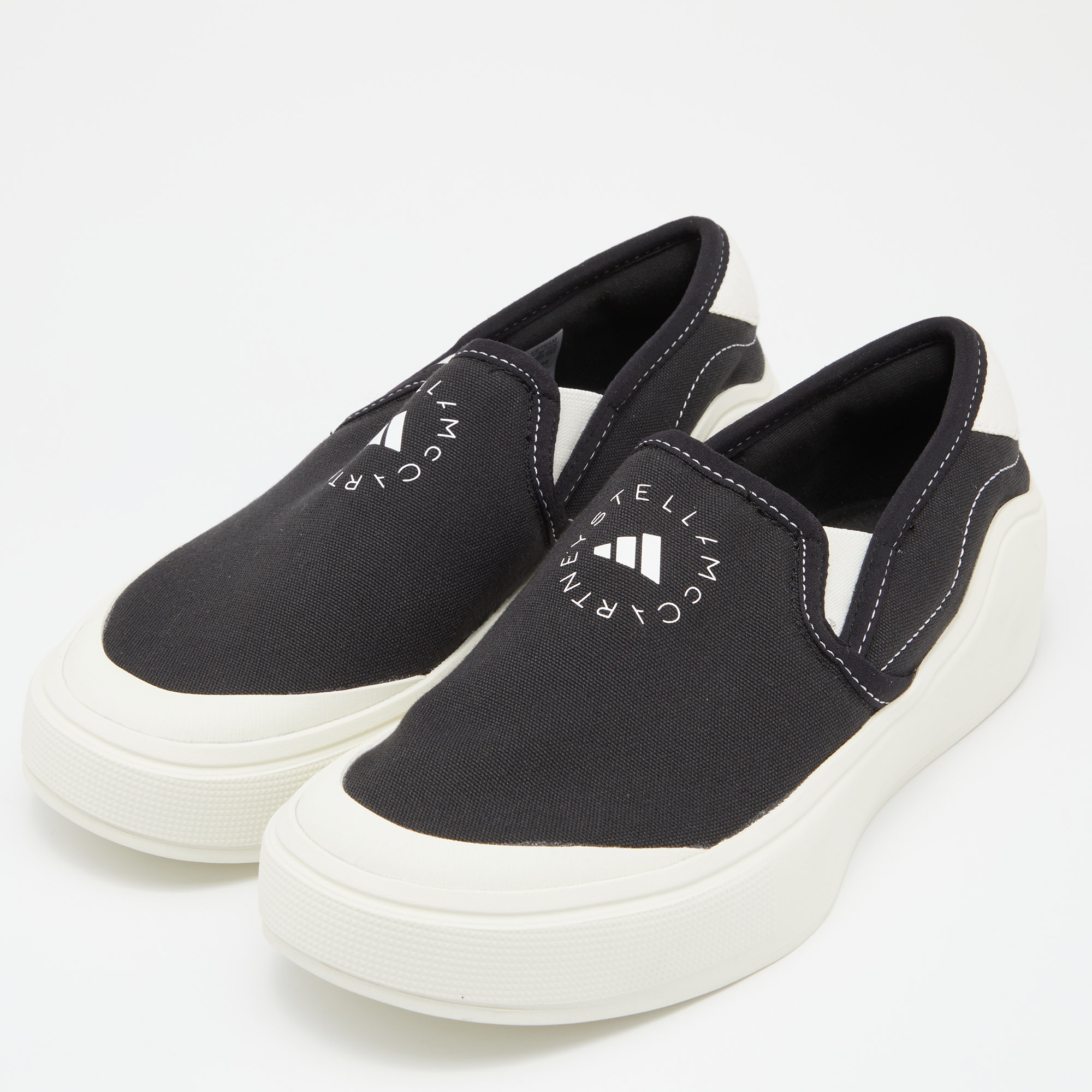 

Stella McCartney x Adidas Black Canvas Logo Slip on Sneakers Size