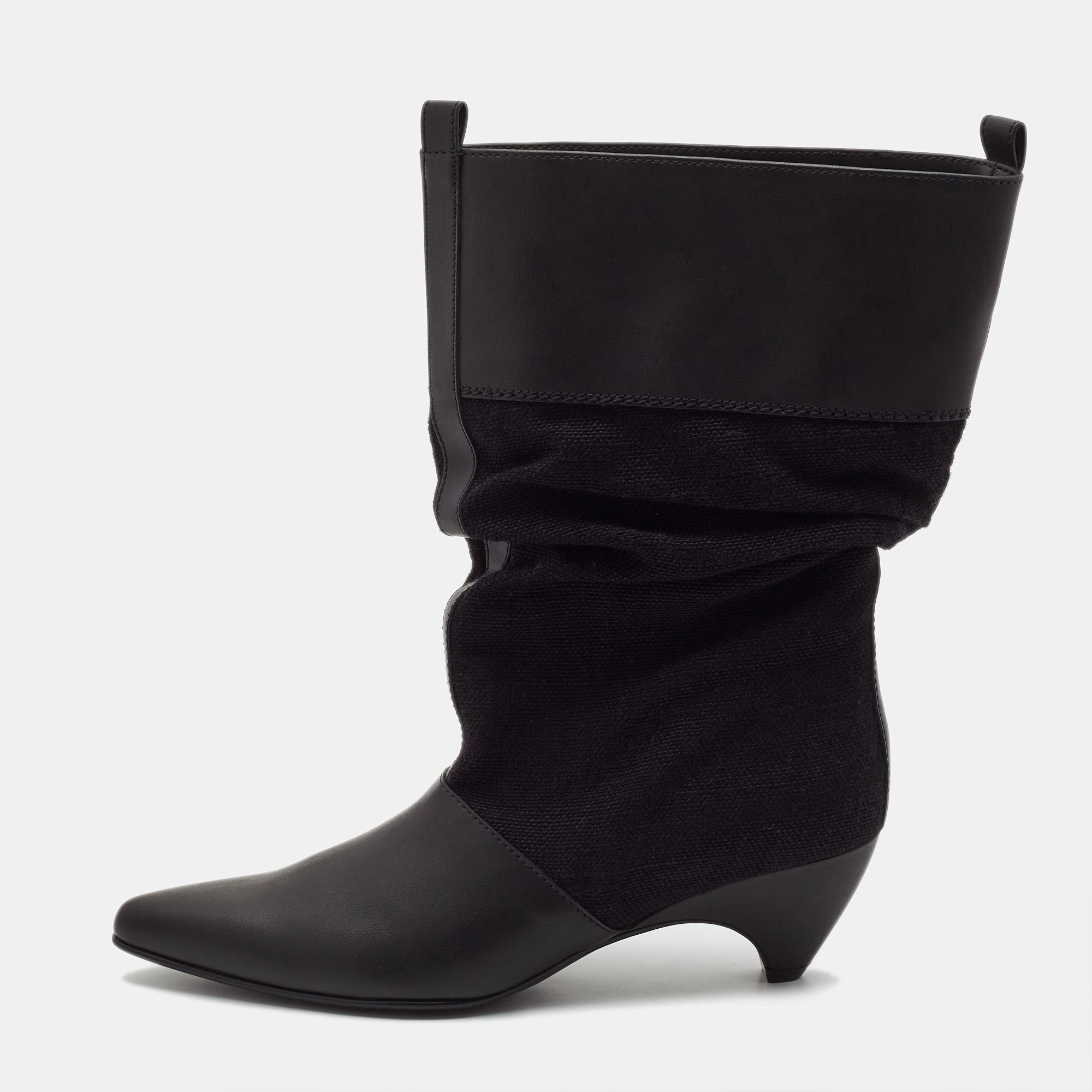 

Stella McCartney Black Canvas and Faux Leather Slouchy Ankle booties Size