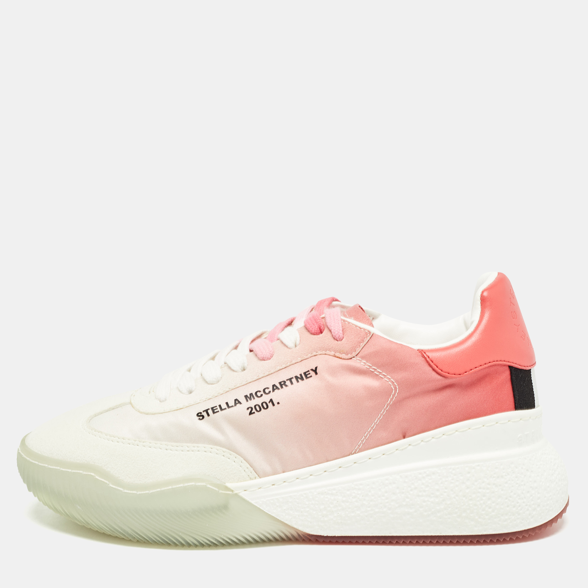 

Stella McCartney Tricolor Faux Suede and Fabric Loop Sneakers Size, Pink