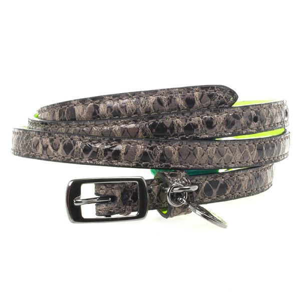 Stella McCartney Neon Green Python Print Skinny Belt 70 CM
