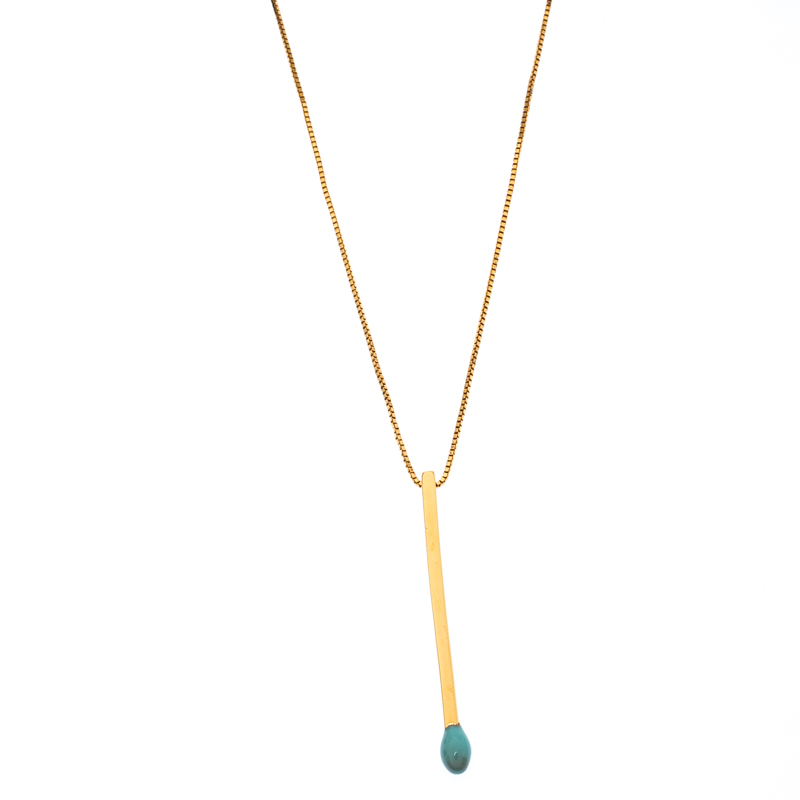 Stella McCartney Matchstick Enamel Gold Tone Pendant Necklace
