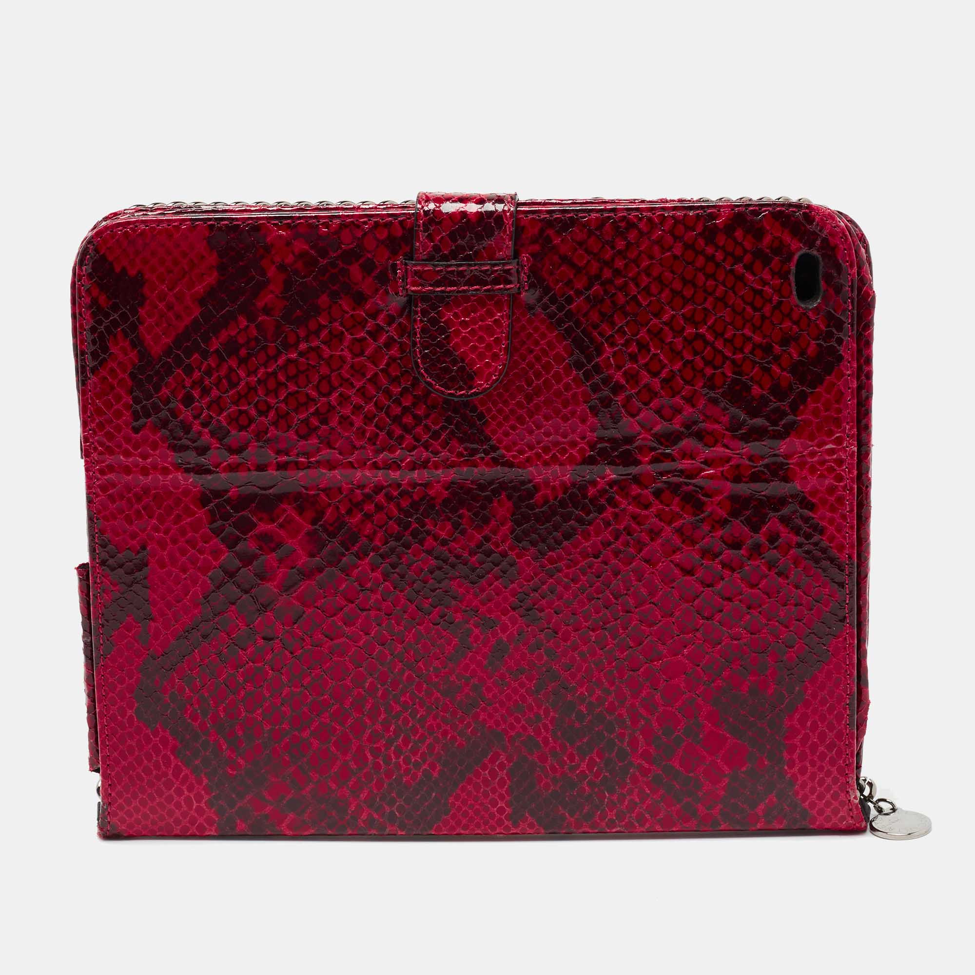 Pre-owned Stella Mccartney Red Faux Python Leather Falabella Ipad 2 Case Holder
