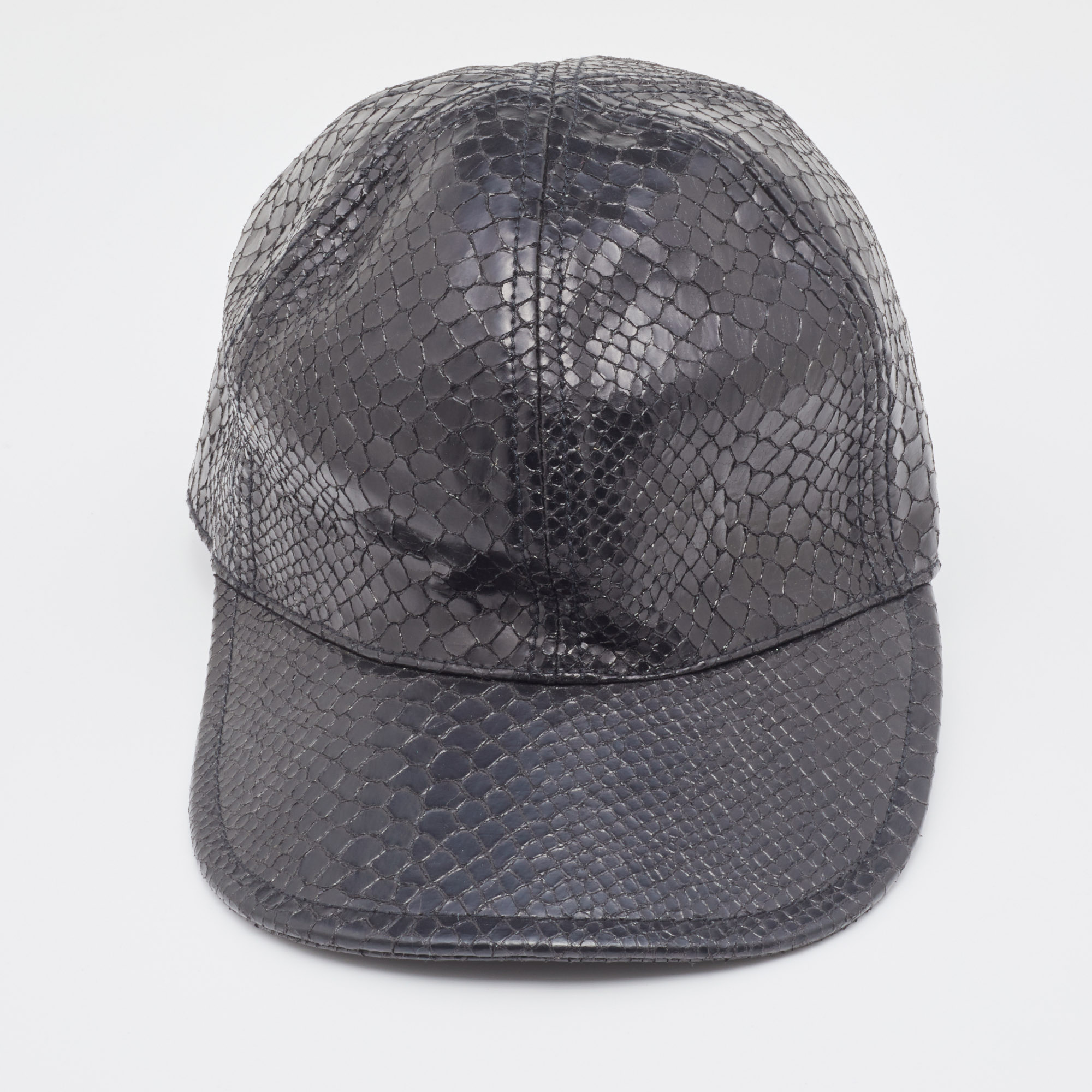 

Stella McCartney Black Snake Embossed Faux Leather Baseball Cap