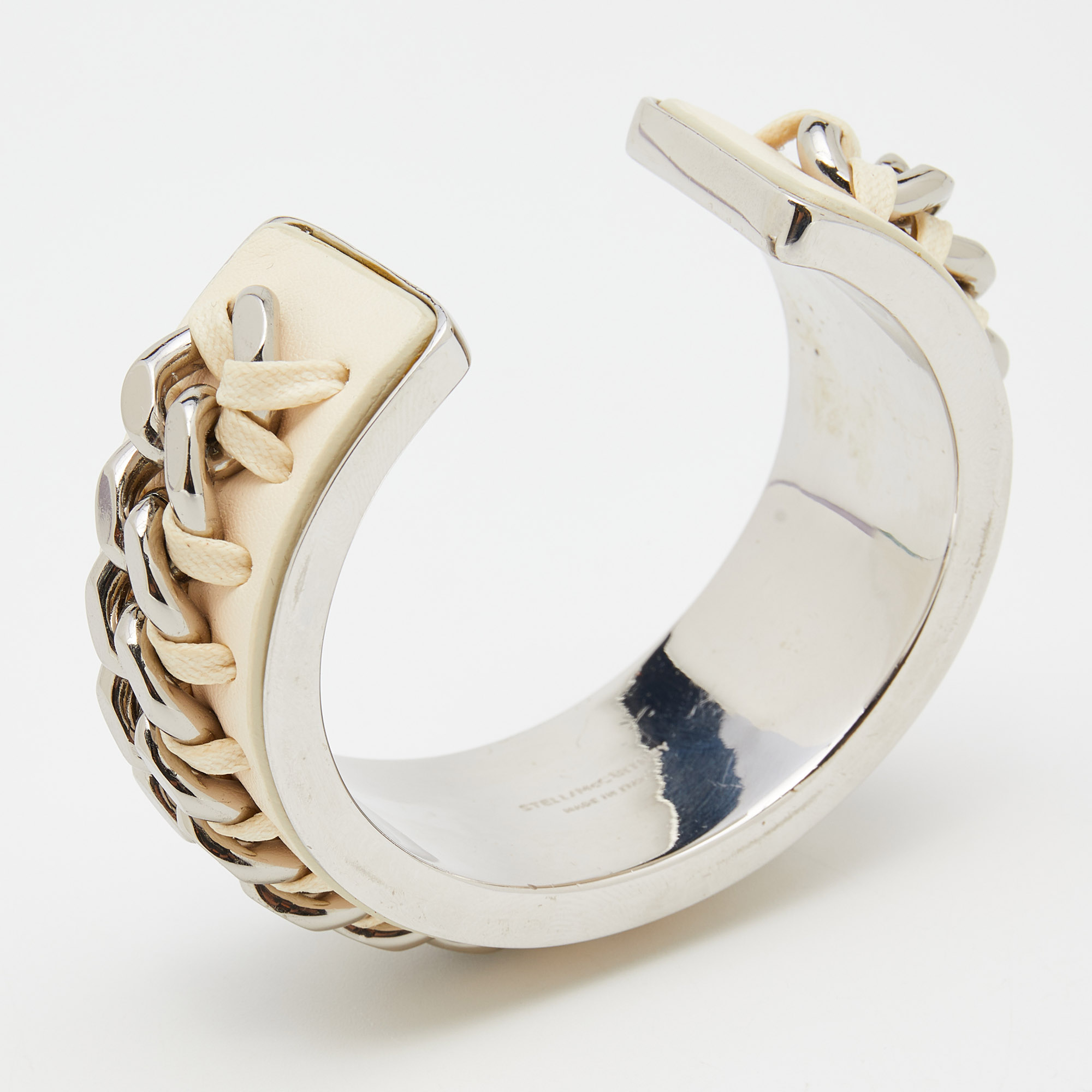 

Stella McCartney Cream Leather & Chain Bangle Bracelet