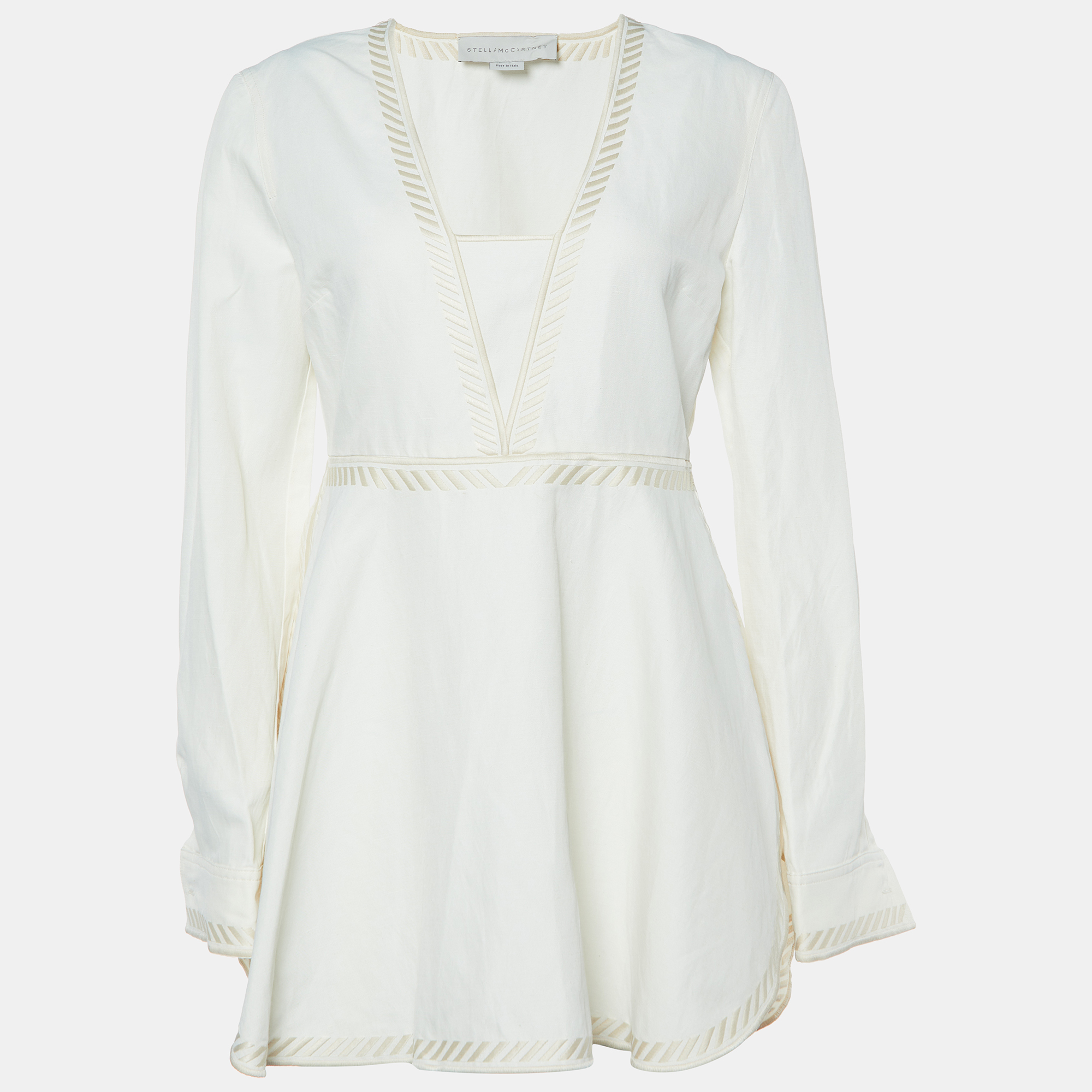 

Stella McCartney Off White Embroidered Cotton Blend Tunic S