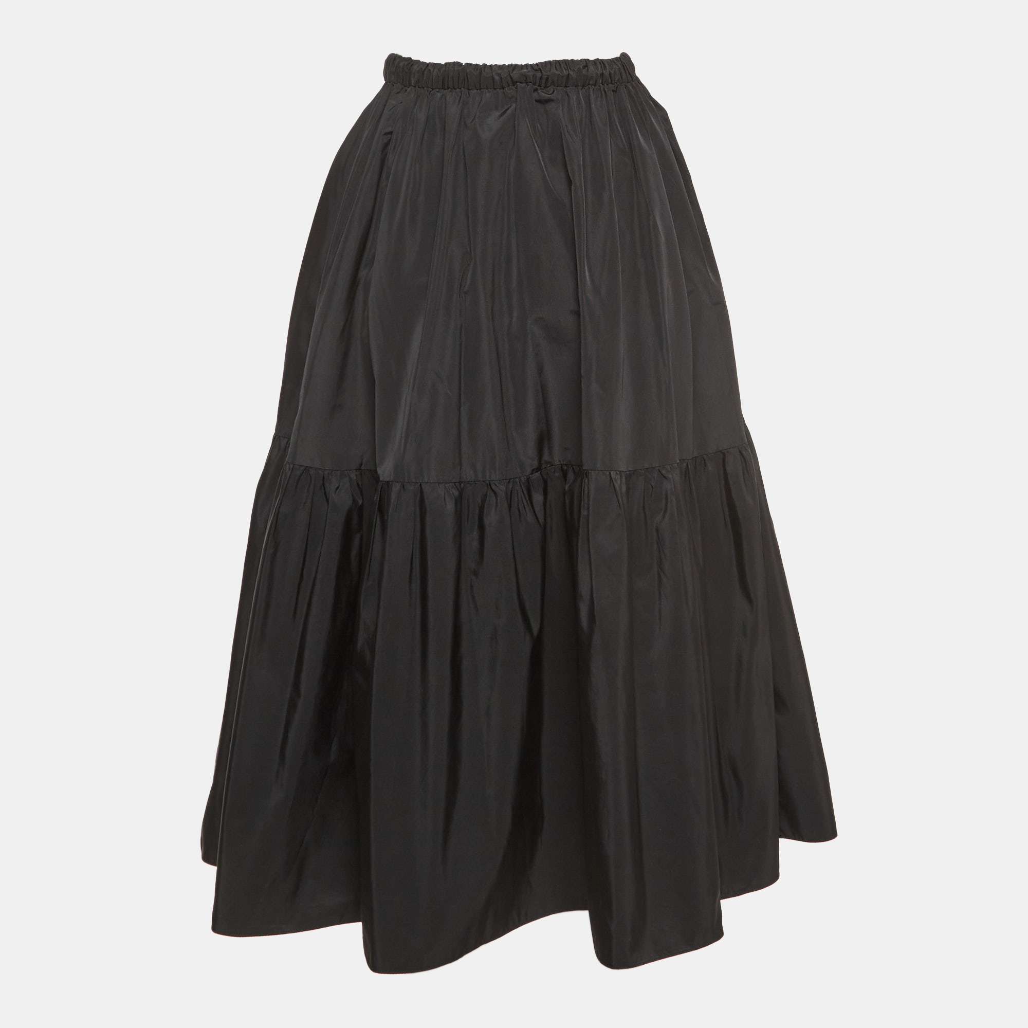 

Stella McCartney Black Silk Blend Tiered Midi Skirt S