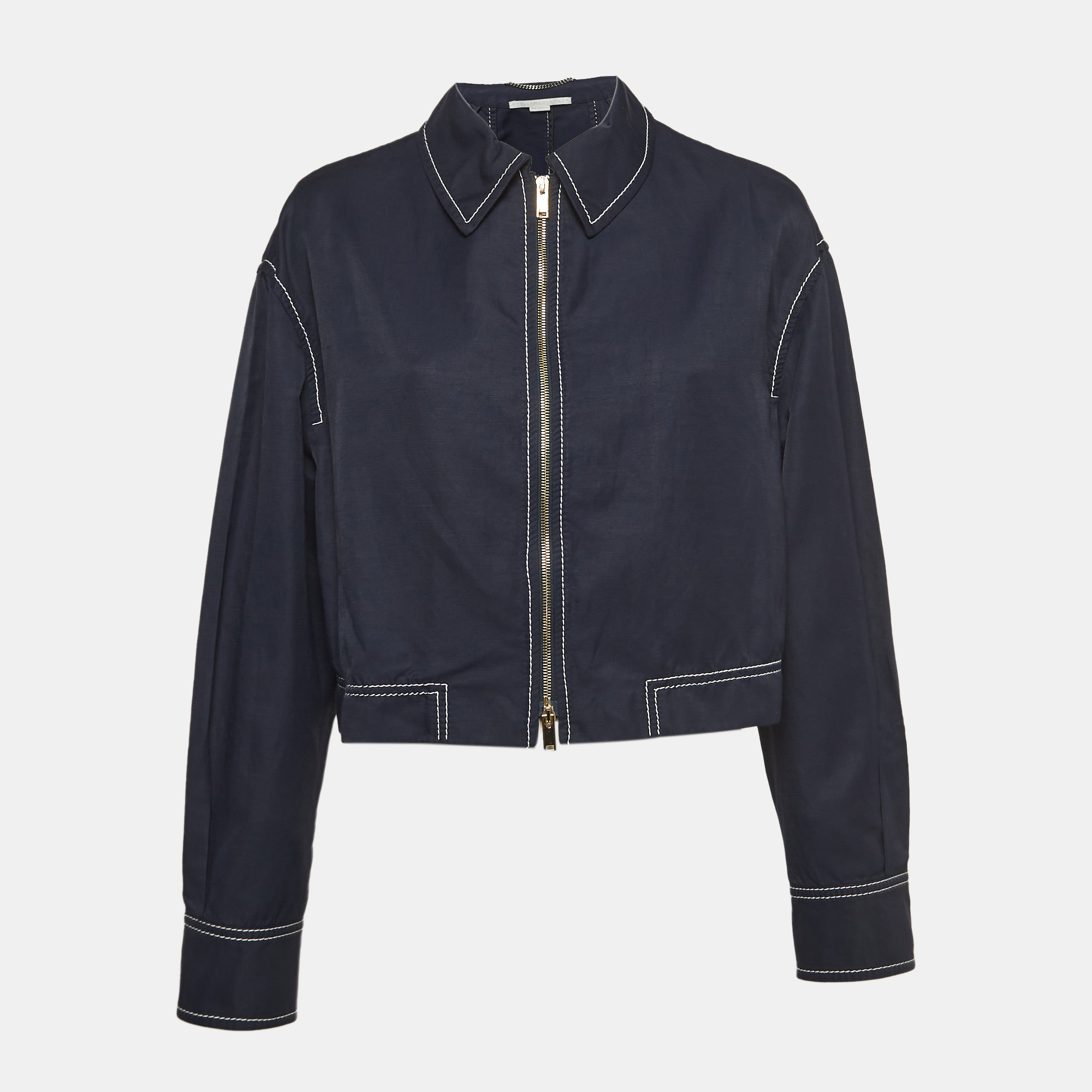 

Stella McCartney Navy Blue Cotton Blend Zip-Front Jacket M