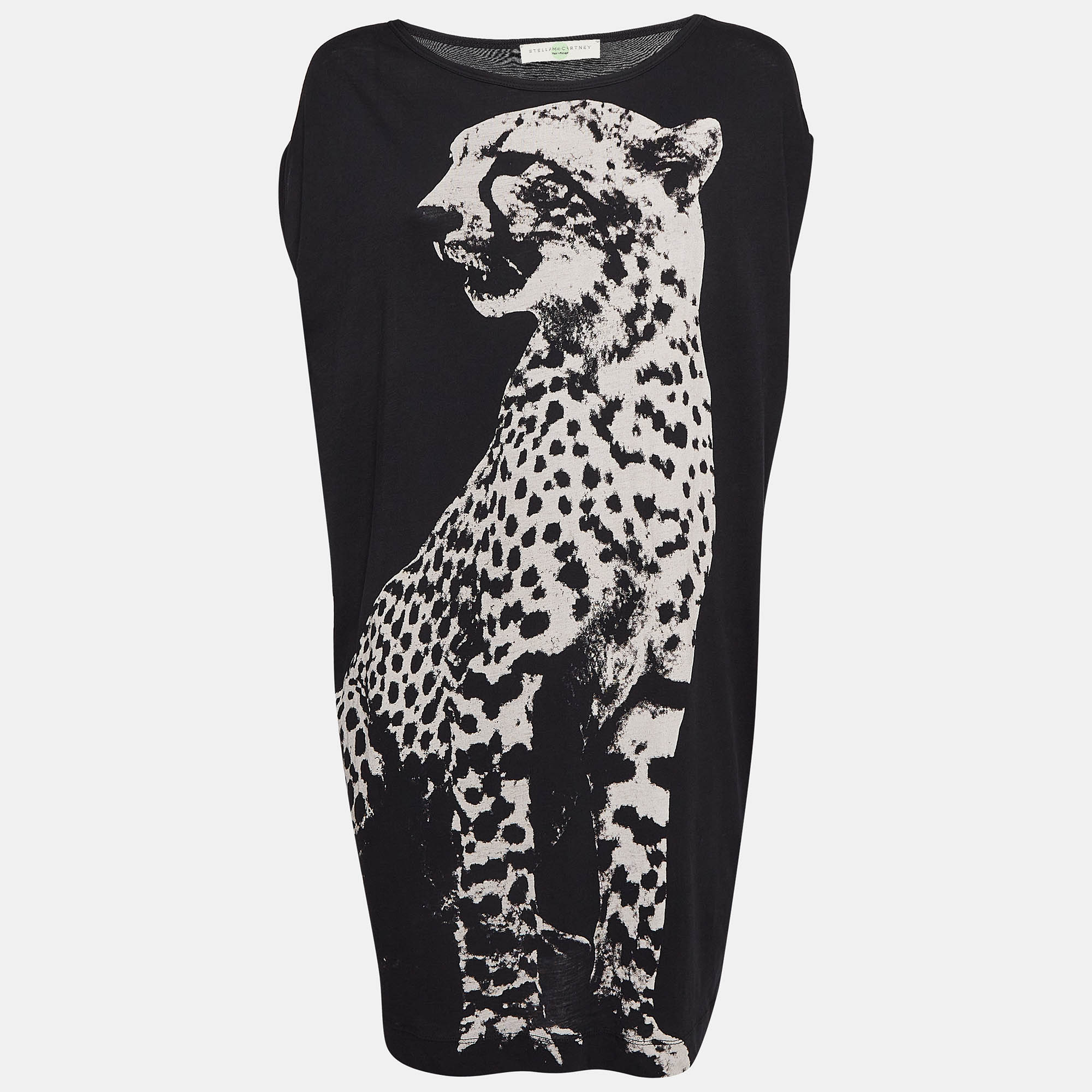 

Stella McCartney Black Leopard Print Jersey T-Shirt M