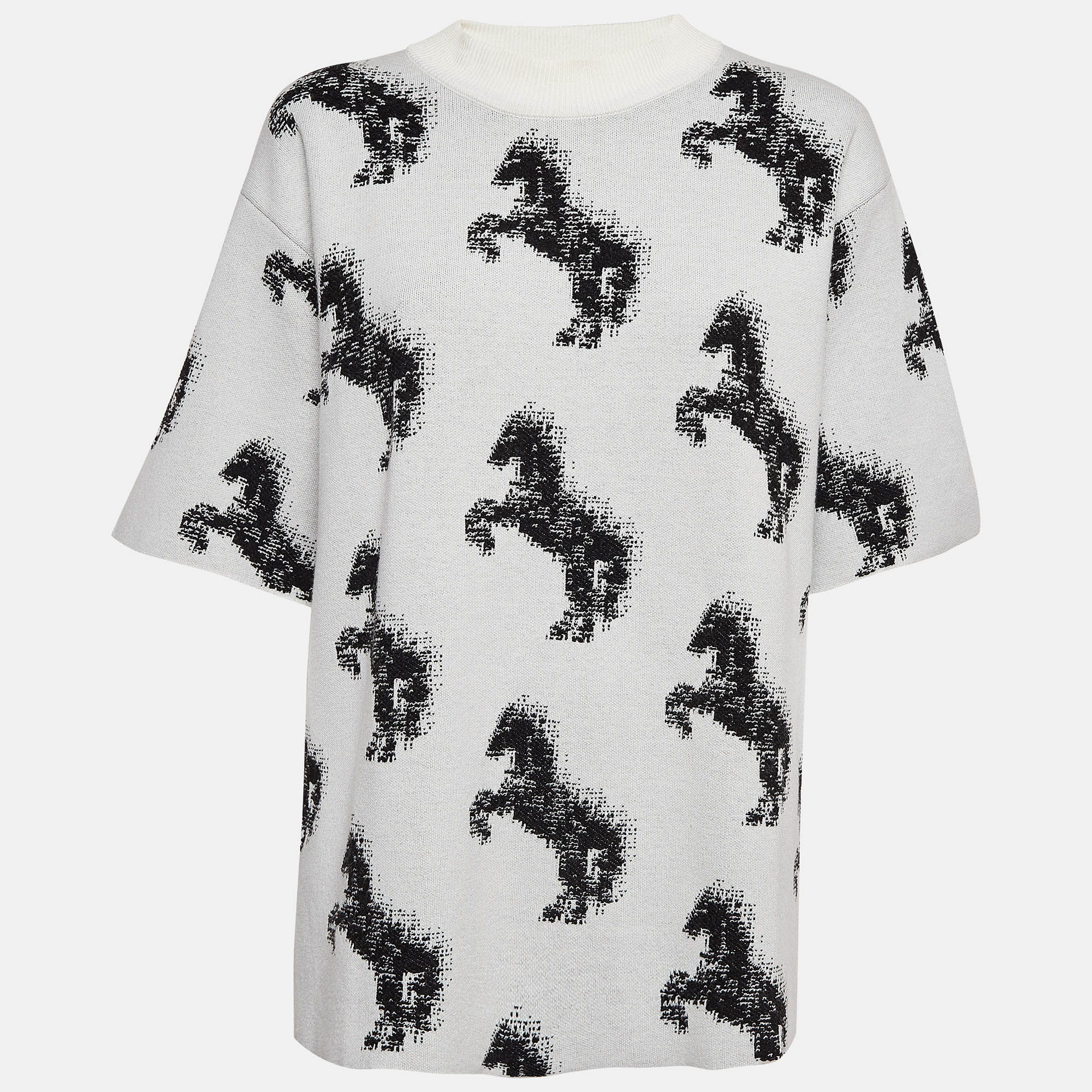 

Stella McCartney Grey Pixel Horse Intarsia Knit Sweatshirt M