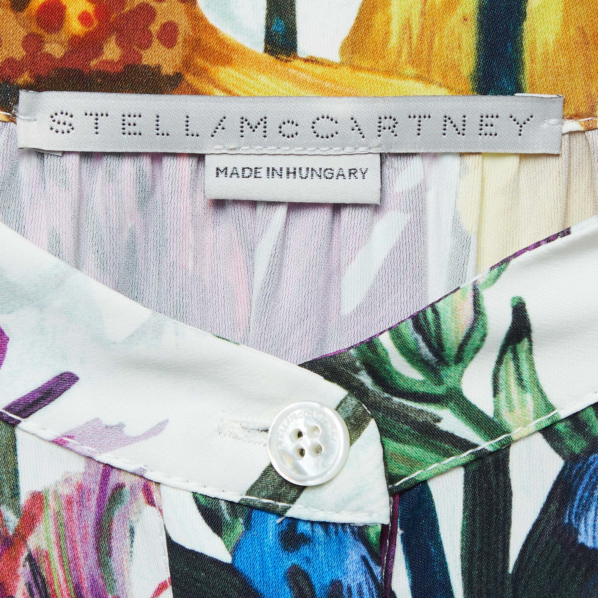 Stella McCartney Multicolor Floral Print Stretch Crepe Maxi Dress M 