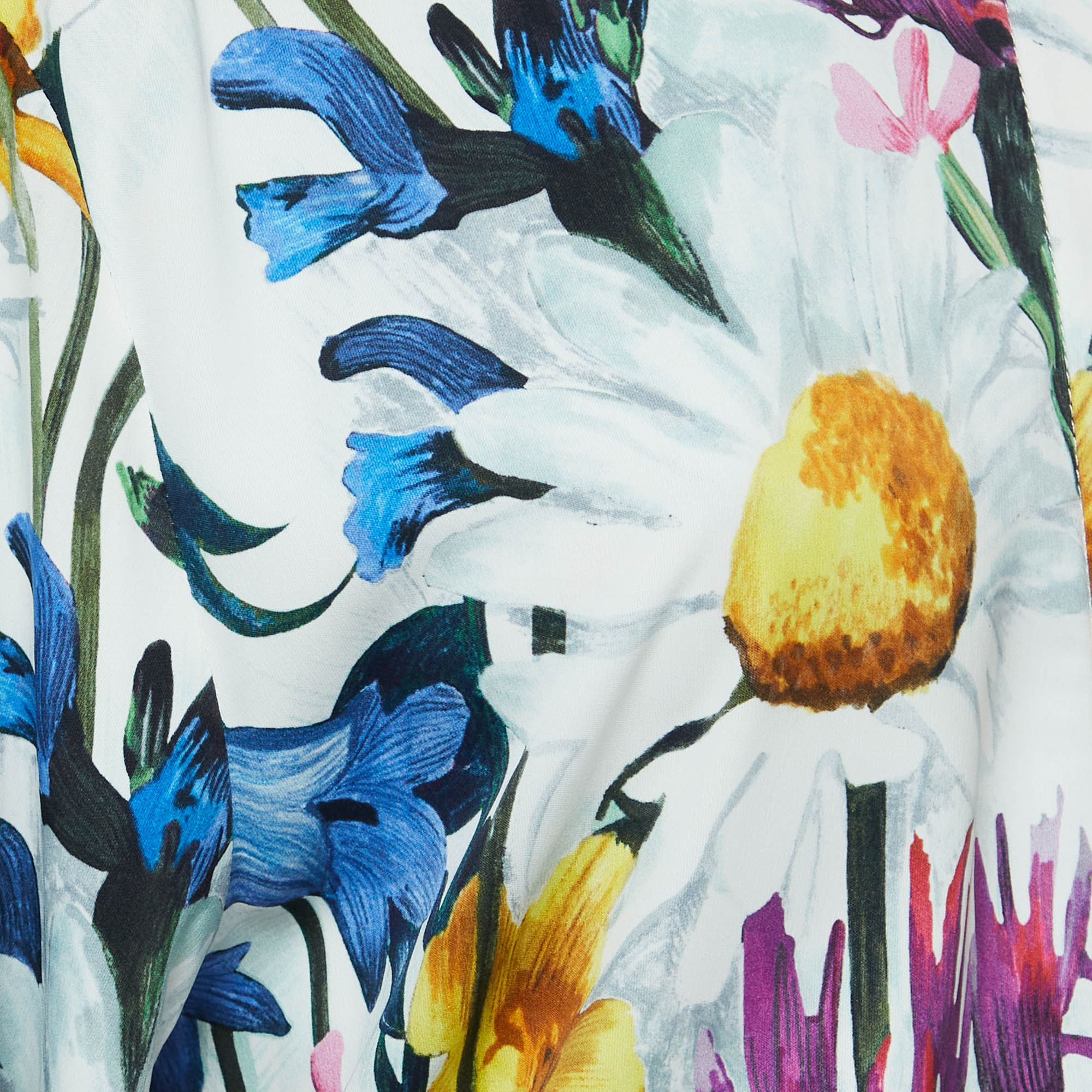 Stella McCartney Multicolor Floral Print Stretch Crepe Maxi Dress M 
