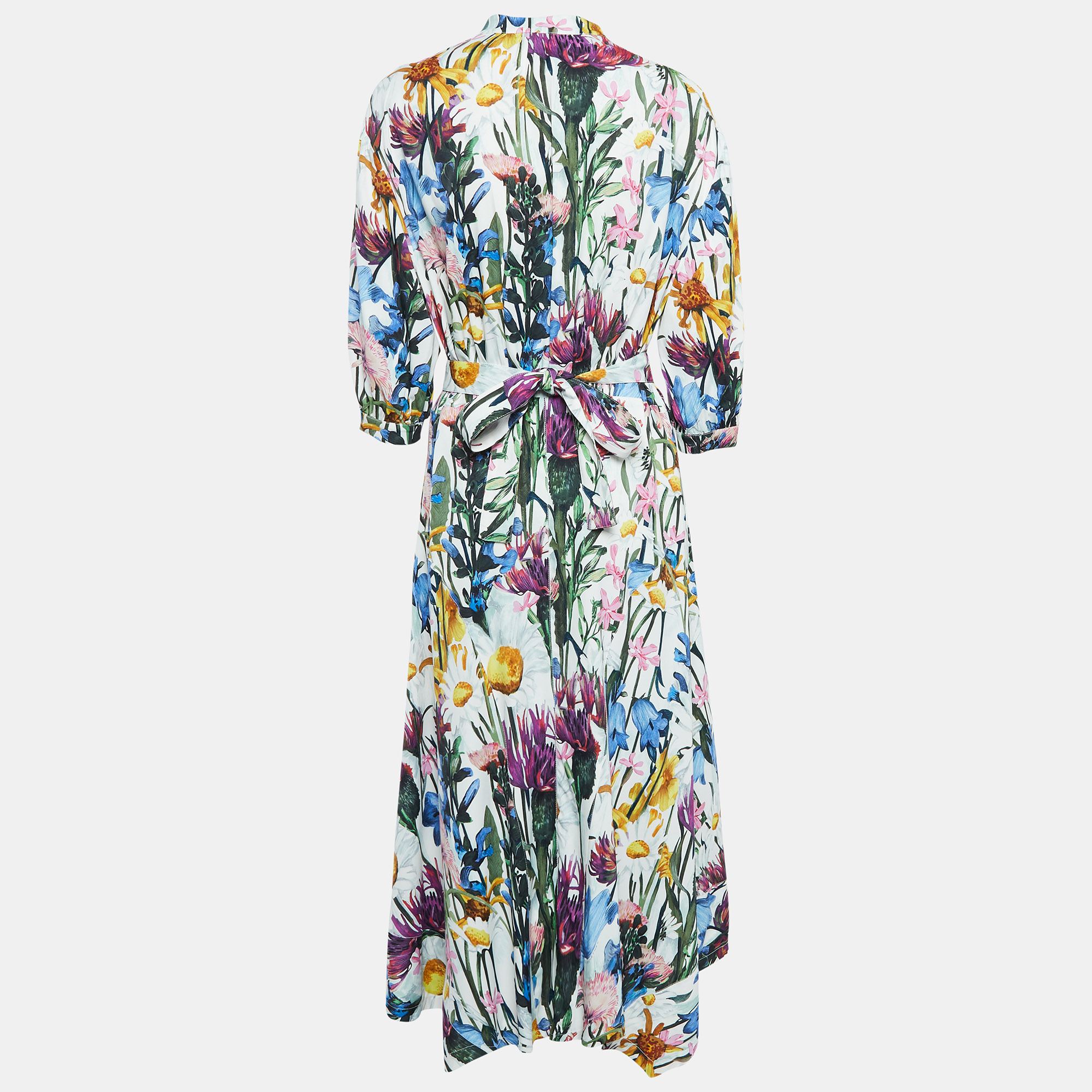 Stella McCartney Multicolor Floral Print Stretch Crepe Maxi Dress M 