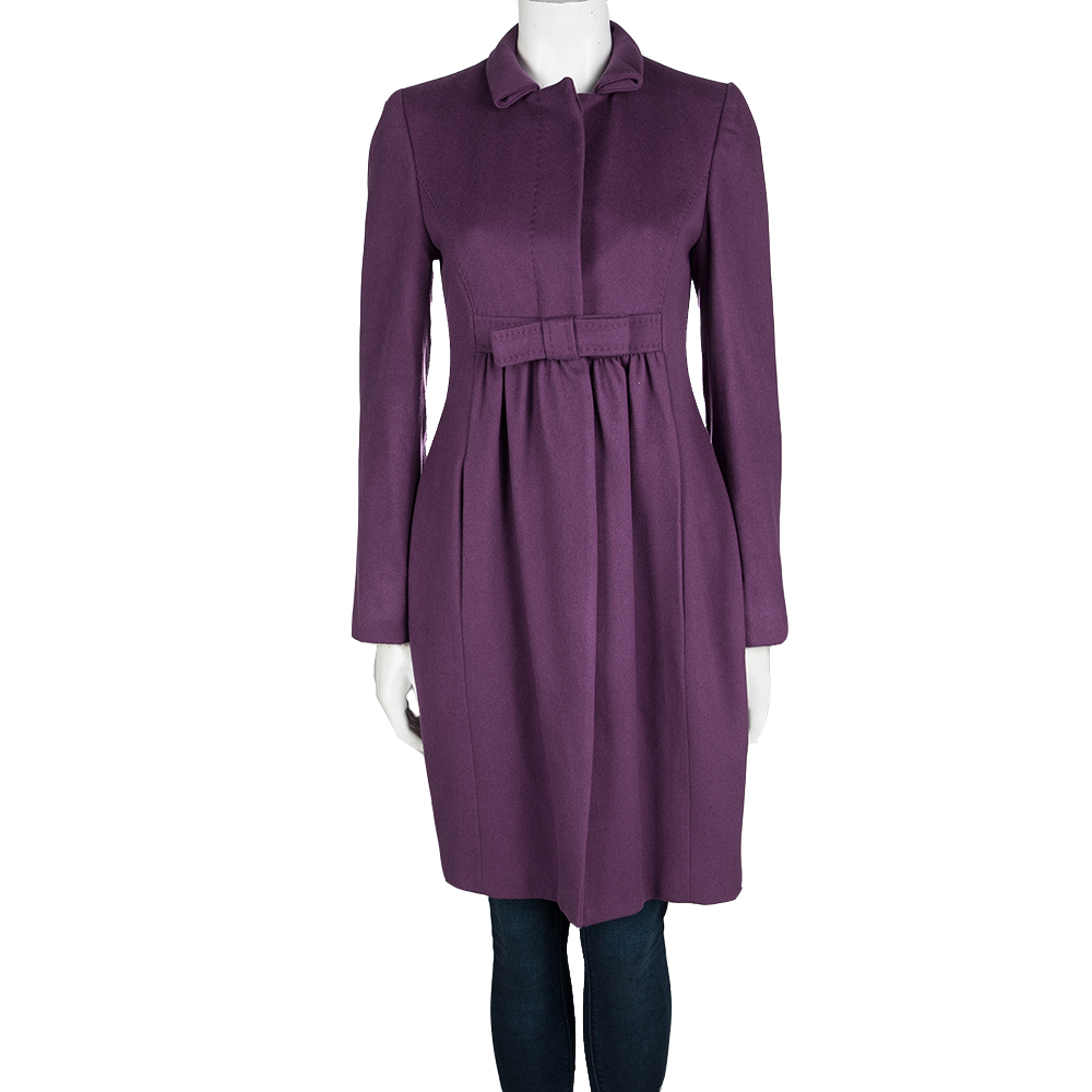 

Stella McCartney Purple Wool Cashmere Bow Detail Dress Coat