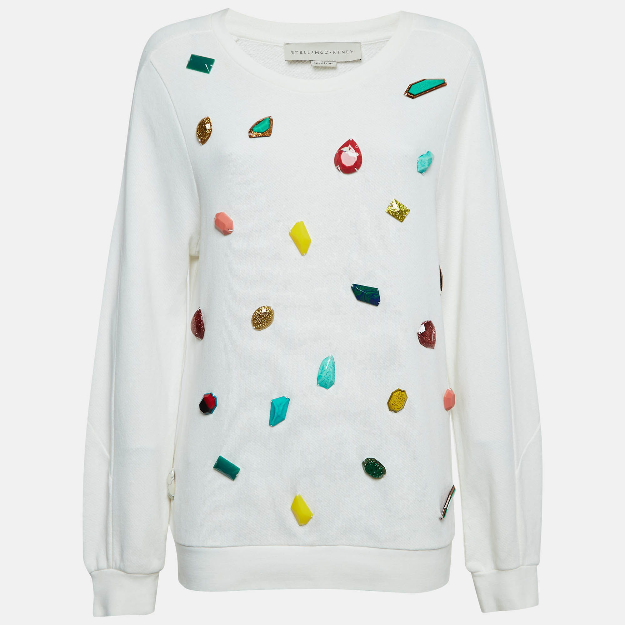 Pre-owned Stella Mccartney White Natural Stones Detail Cotton Sweatshirt M