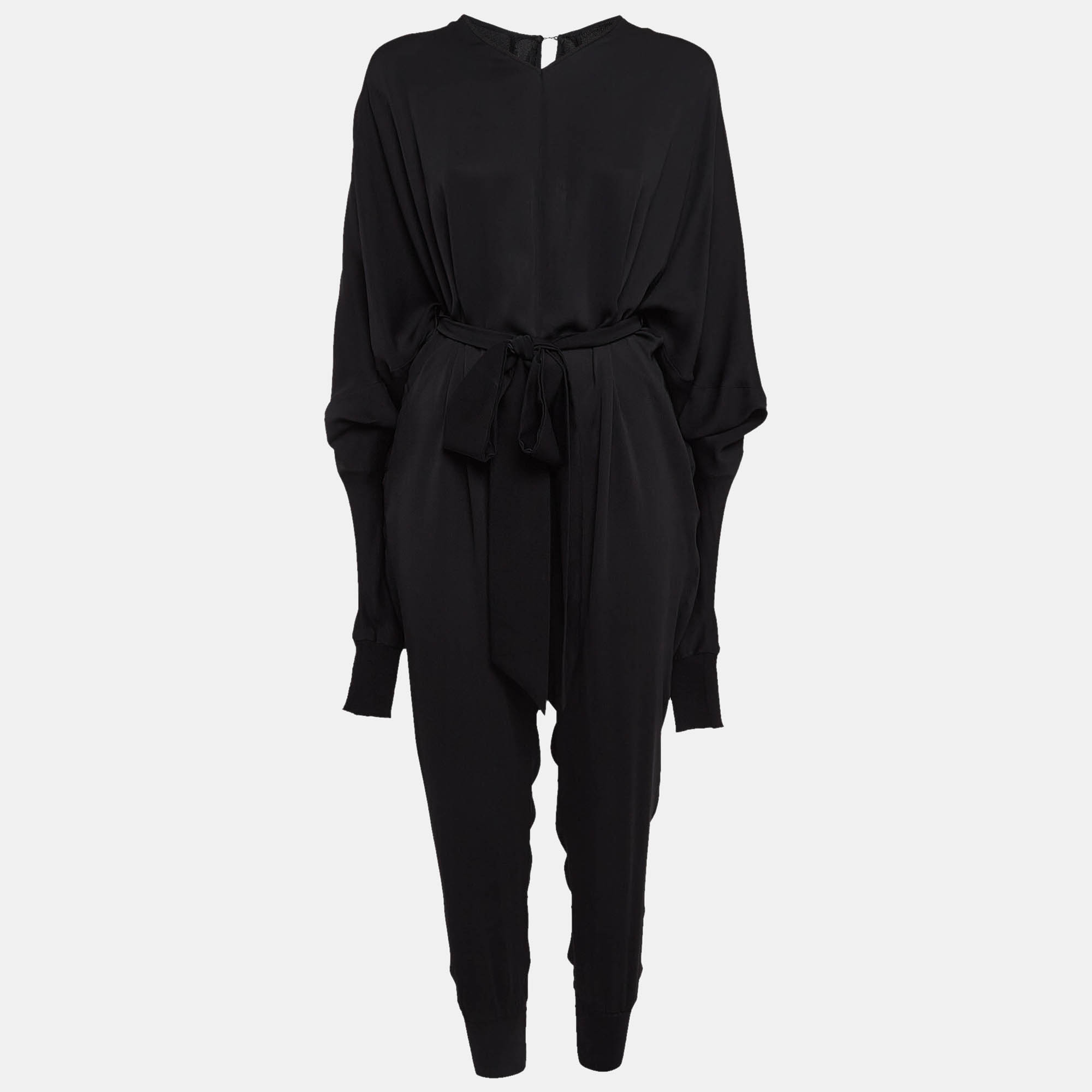 

Stella McCartney Black Crepe Loose Fit Belted Jumpsuit M