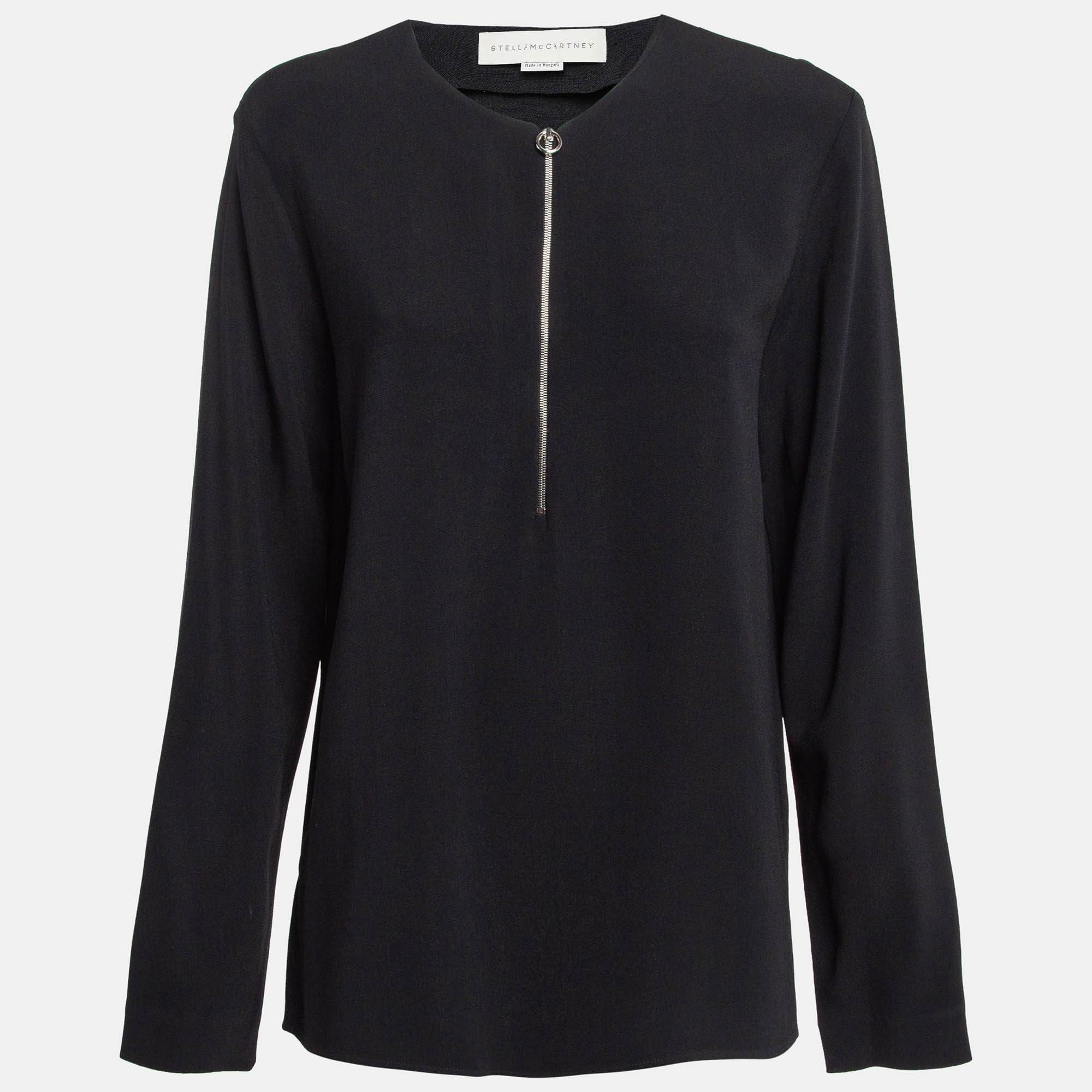 

Stella McCartney Black Crepe Zip-Up Blouse M