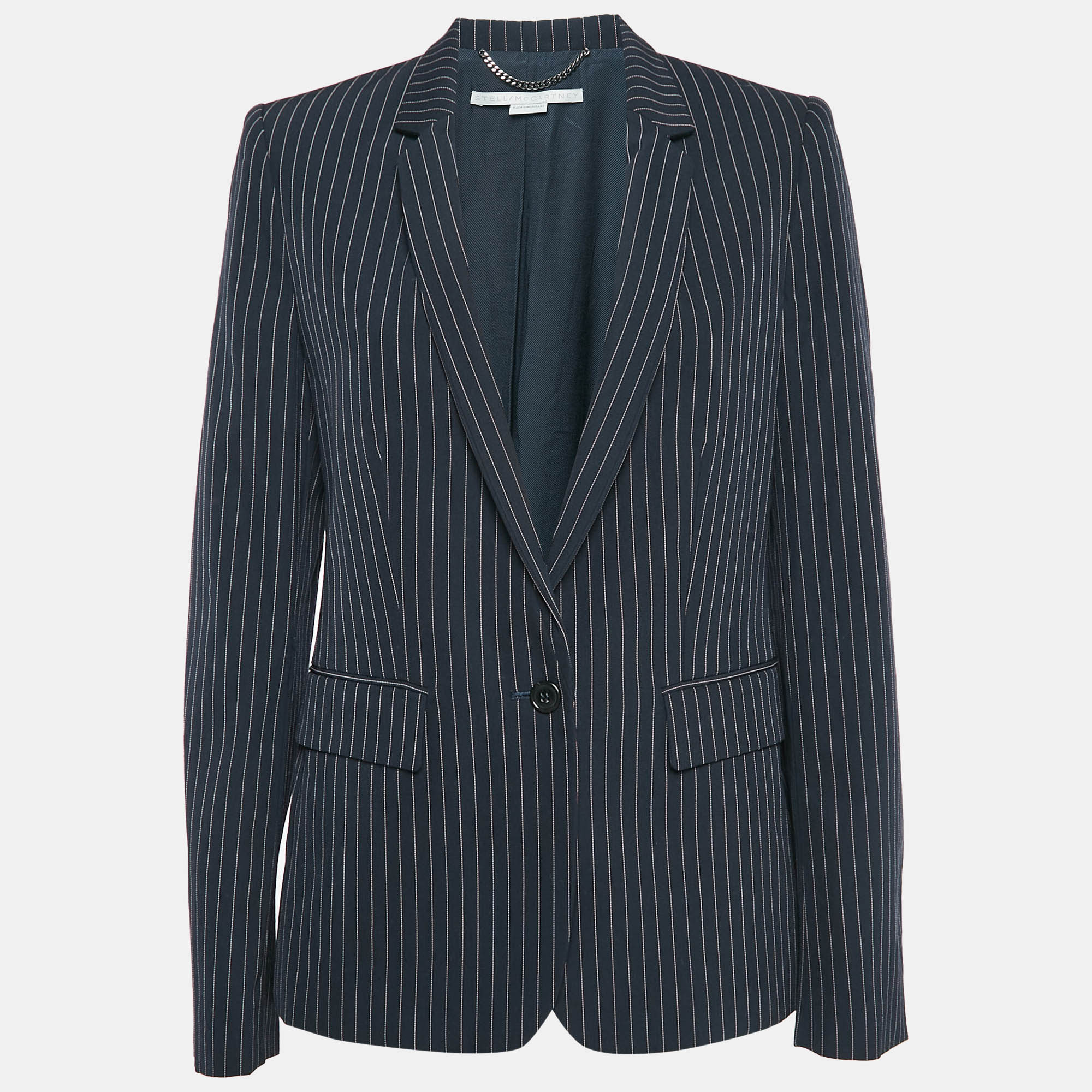 

Stella Mccartney Navy Blue Striped Wool Single Breasted Blazer M