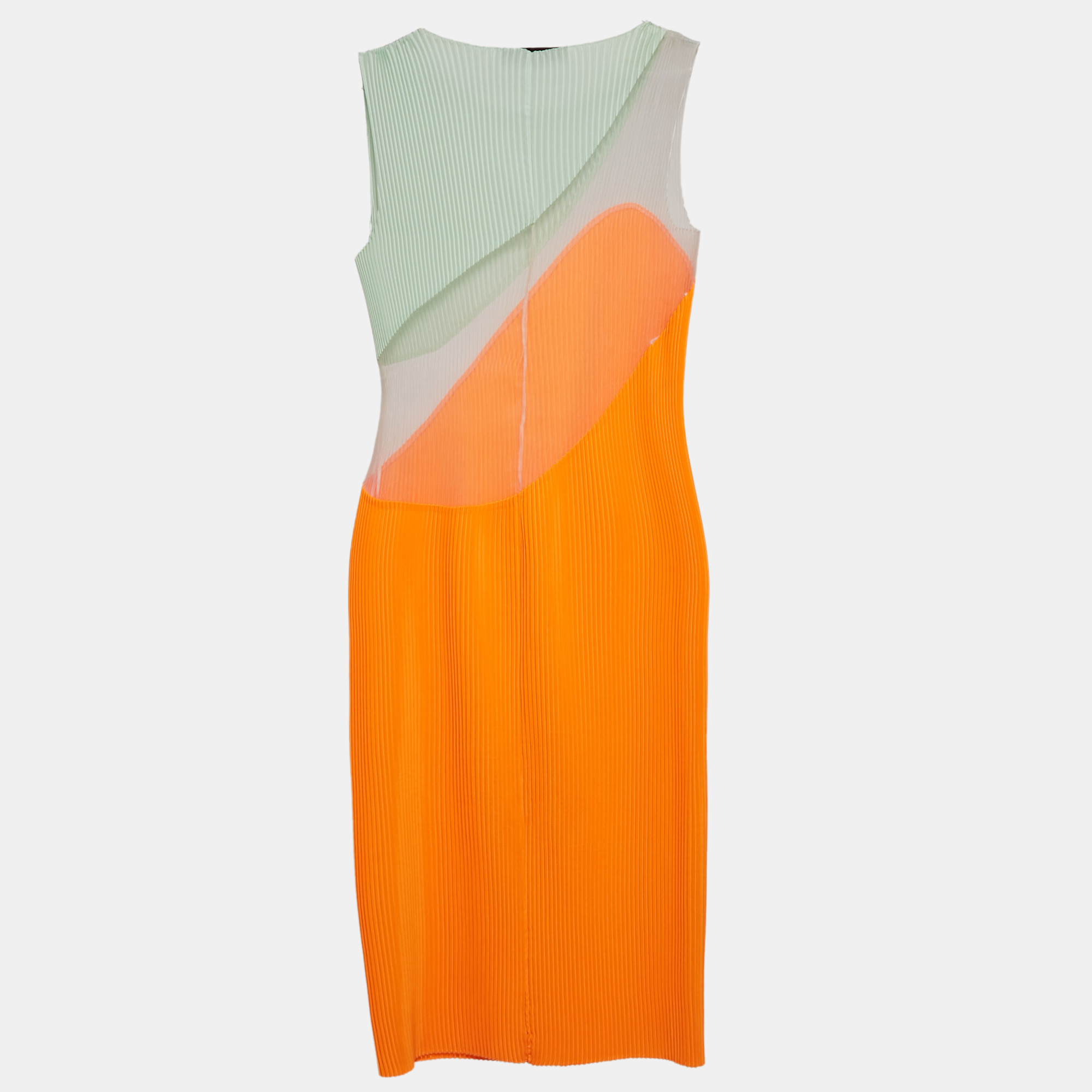 Stella McCartney Multicolor Plisse Paneled Midi Dress XS 
