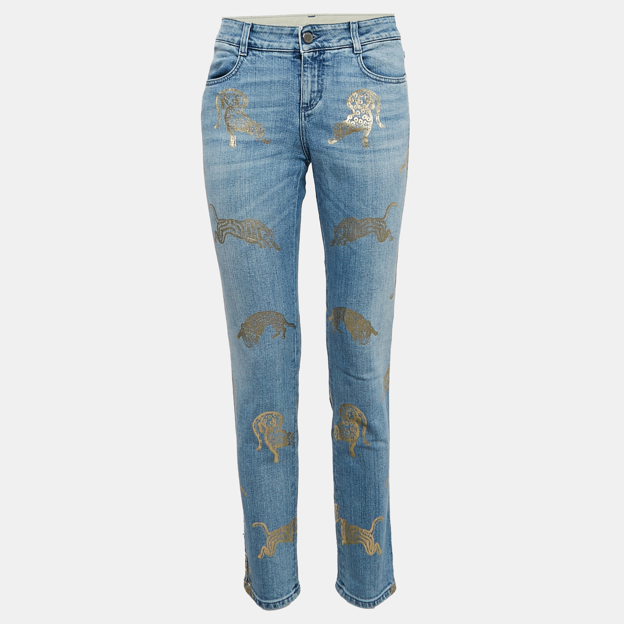 

Stella McCartney Blue Animal Foil Print Denim Jeans M Waist 30"