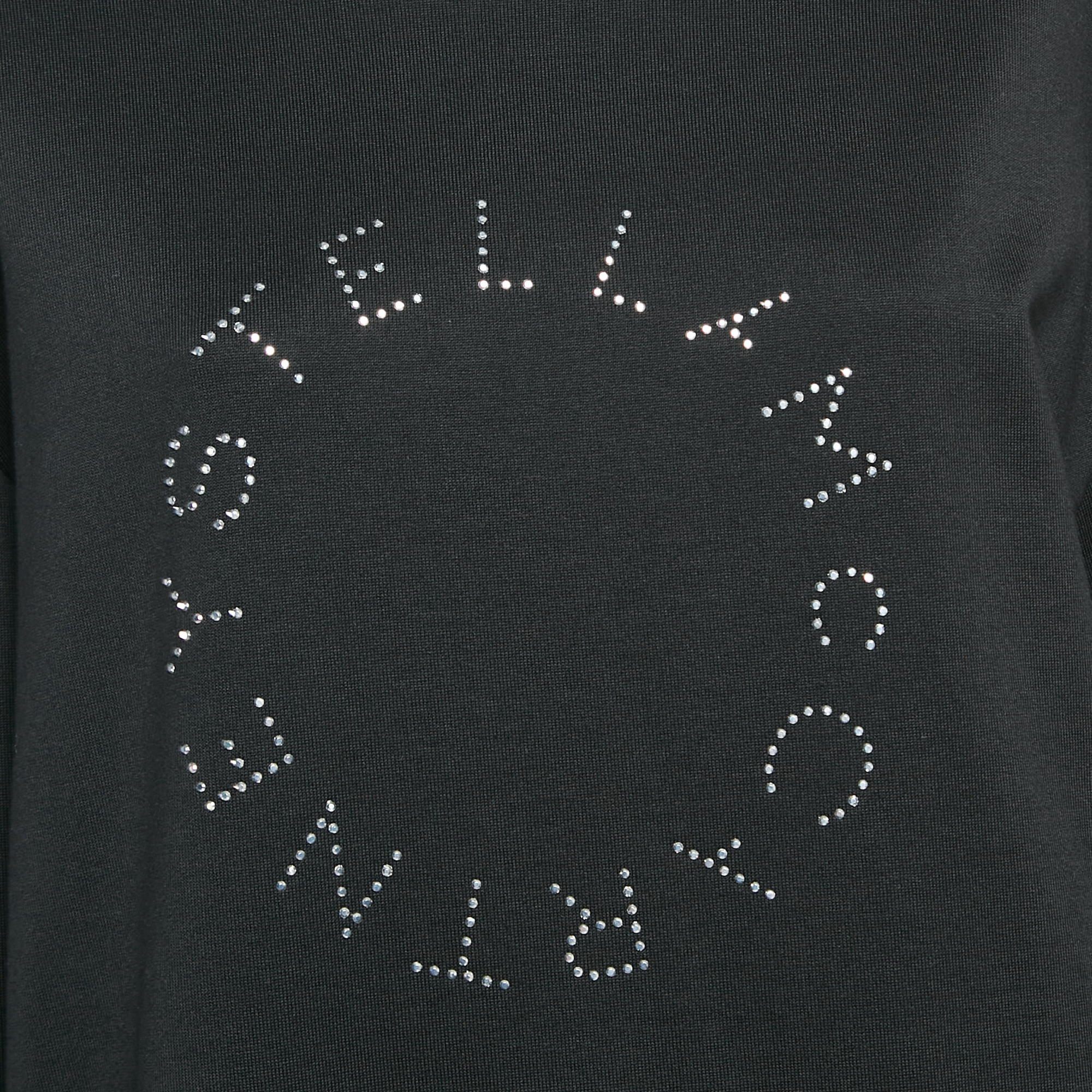 Stella McCartney Black Studded Logo Cotton Knit Oversized Sweatshirt XS 