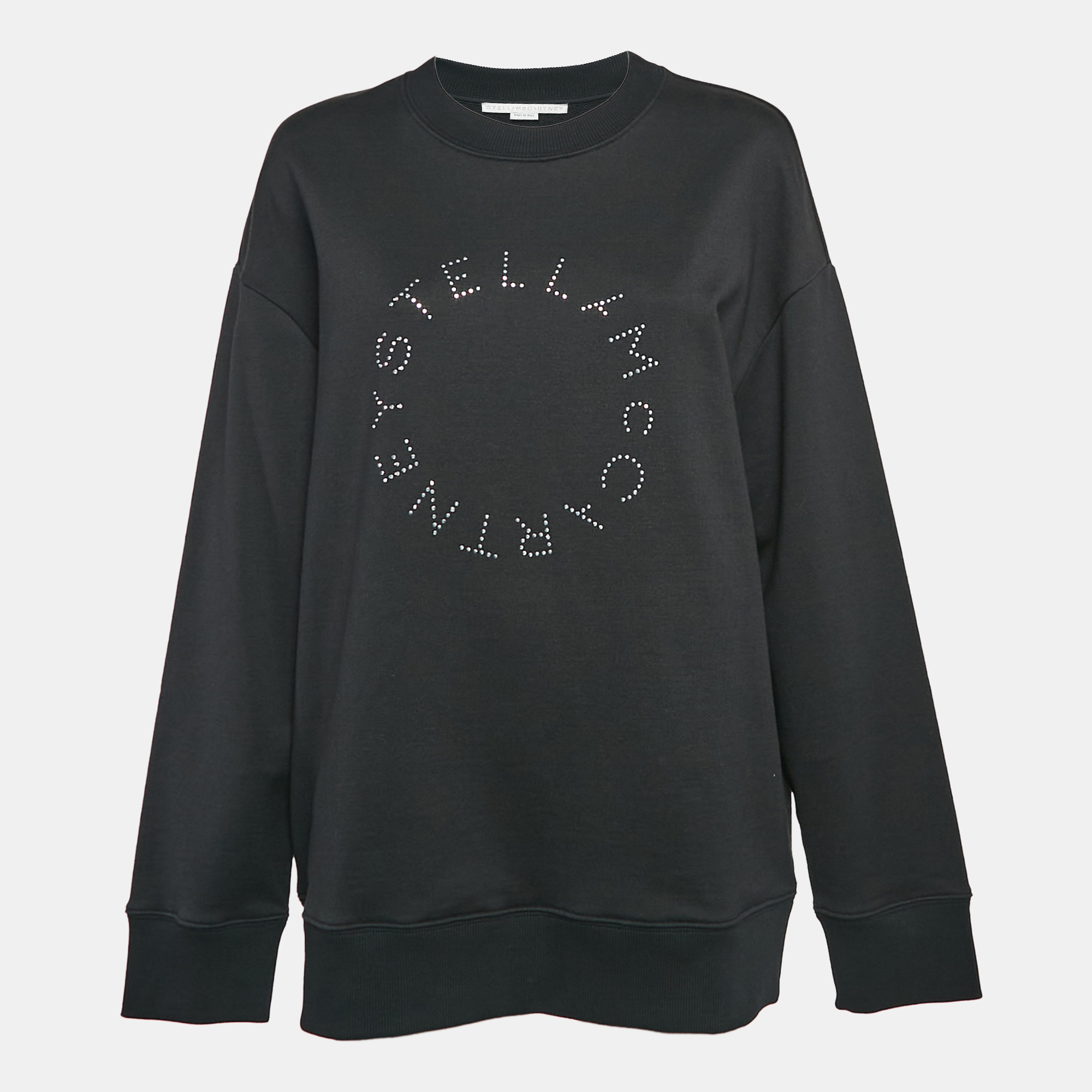 

Stella McCartney Black Studded Logo Cotton Knit Oversized Sweatshirt XS