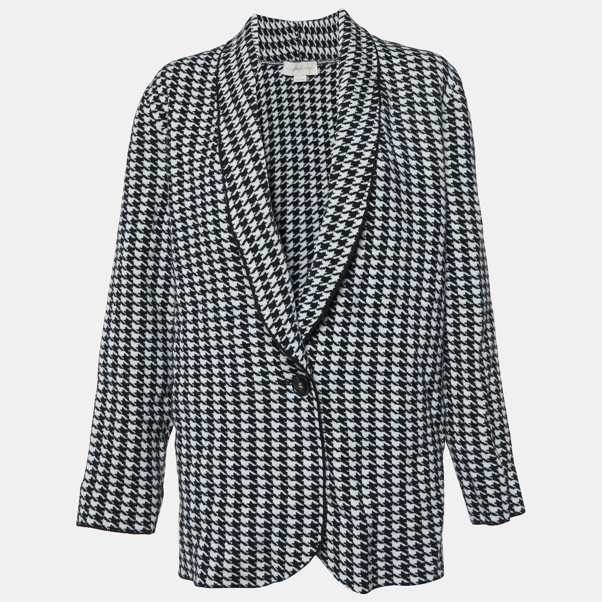 

Stella McCartney Black/White Houndstooth Patterned Wool Cardigan M