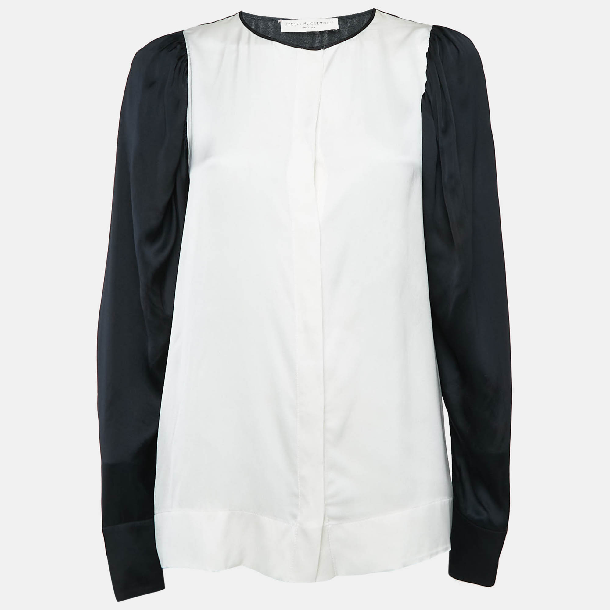 

Stella McCartney Black/White Satin Silk Long Sleeve Shirt M