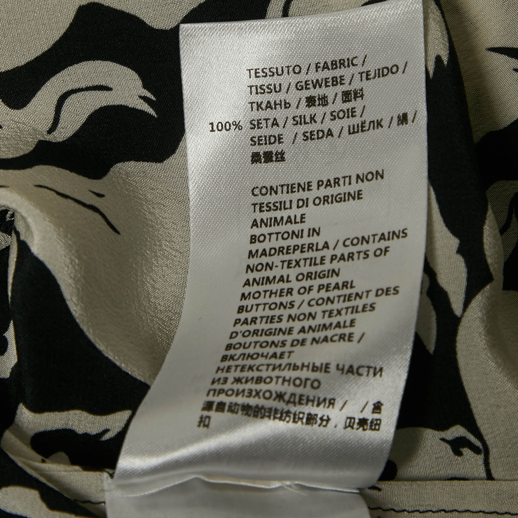 Stella McCartney Black All Over Horse Print Silk Shirt M 