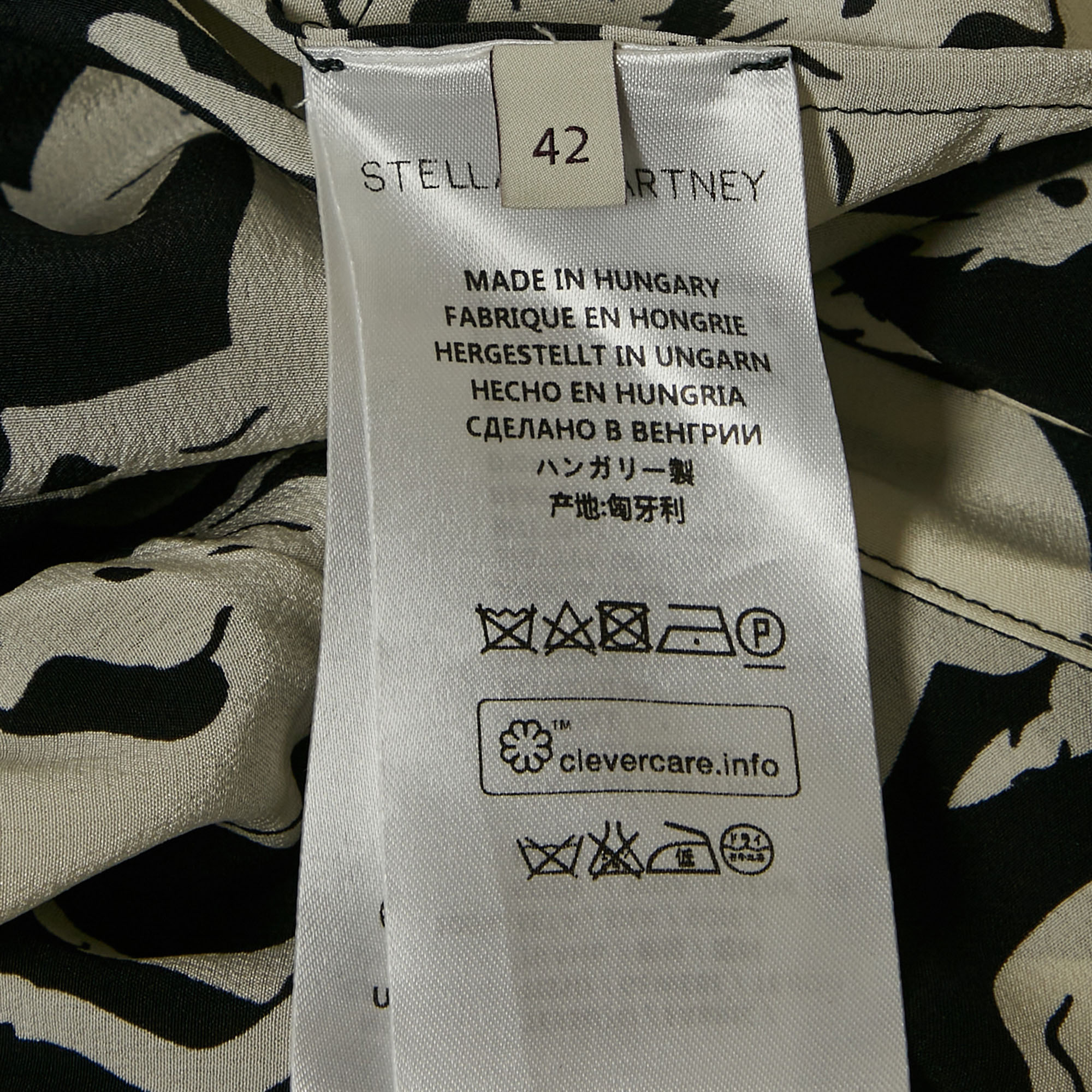 Stella McCartney Black All Over Horse Print Silk Shirt M 