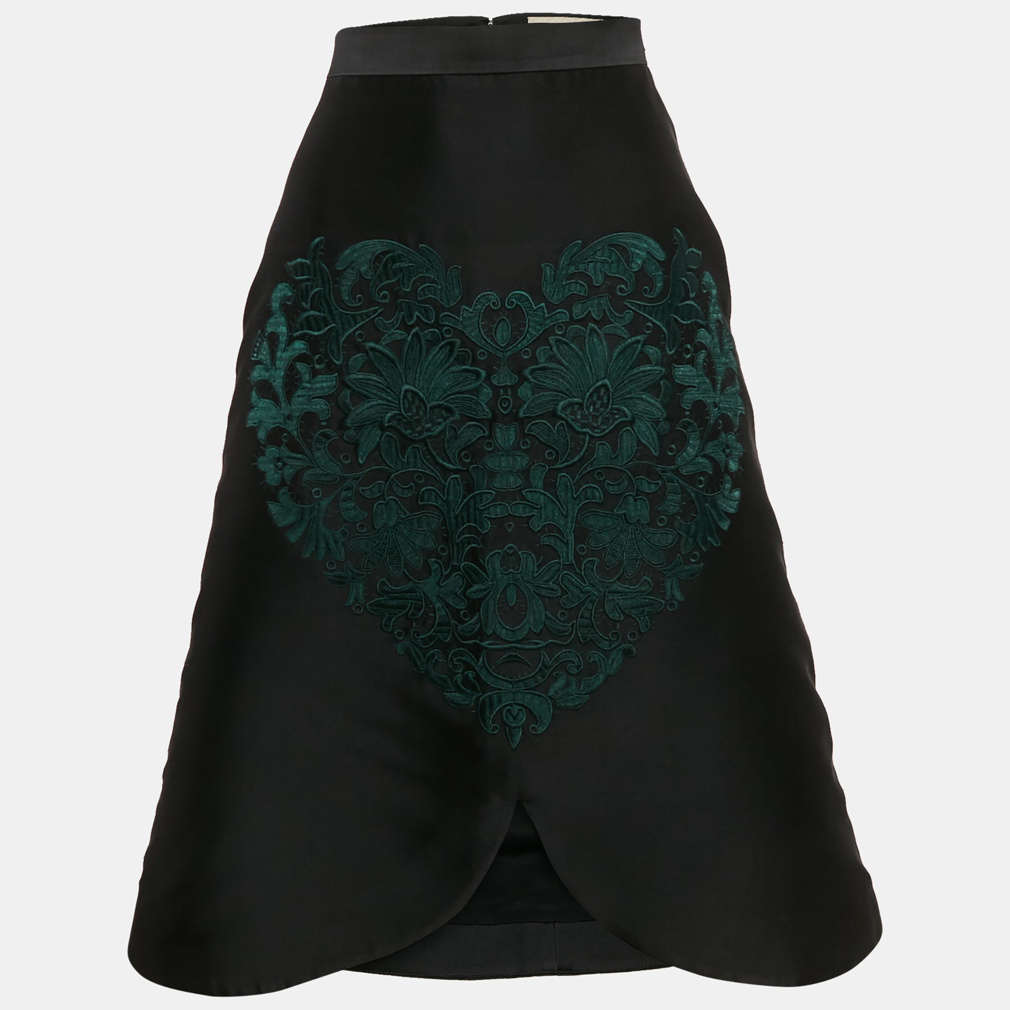 

Stella McCartney Black Embroidered Silk Blend Midi Skirt S